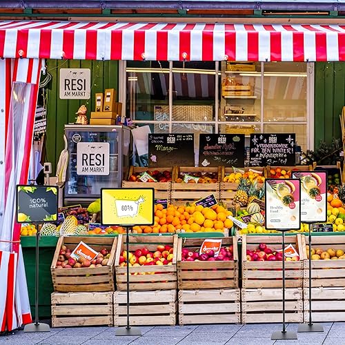 Miniatura 5 de Jutom Paquete de 6 soportes de pedestal ajustables de 8.5 x 11 pulgadas, soporte de aluminio resistente para letreros verticales y horizontales,