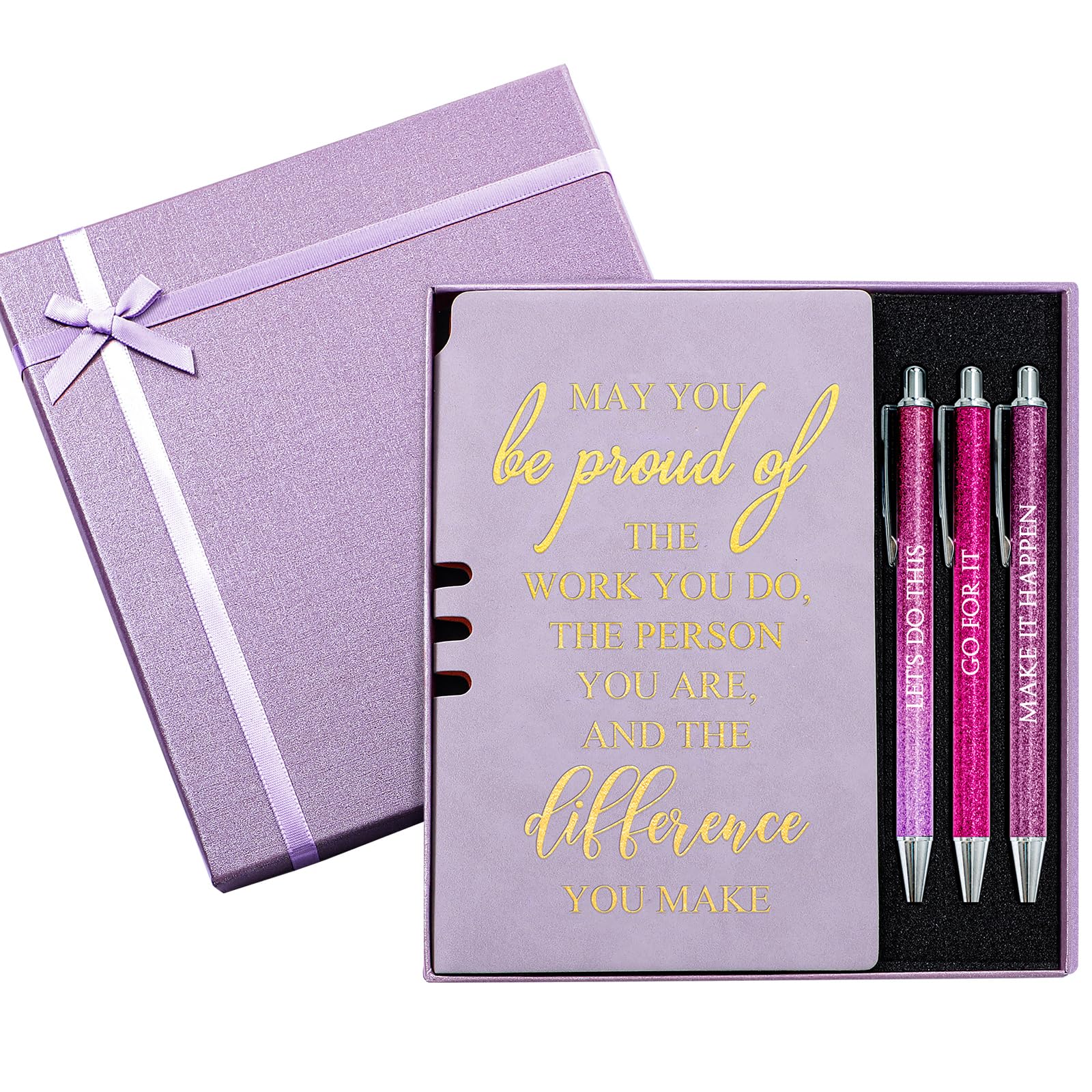 Resurhang 5 Pcs Employee Appreciation Gift Leather Journal Notebook 3 Ballpoint Pens with Box Valentines Thank You Gift for Nurse Coworker Teacher