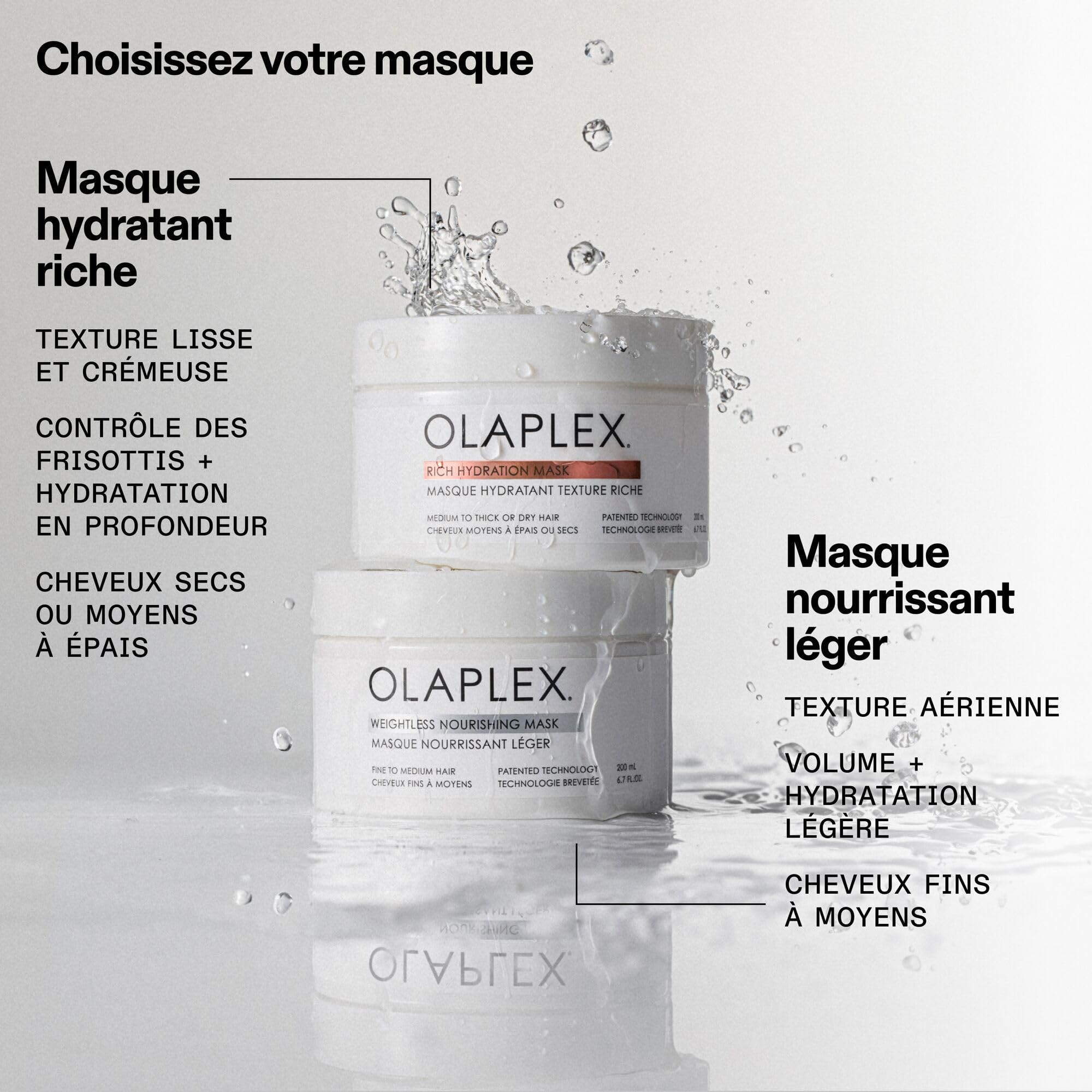 Olaplex Masque hydratant riche, Masque scellant les cuticules pour hydrater et contrôler les frisottis des cheveux secs ou de texture moyenne à épaisse