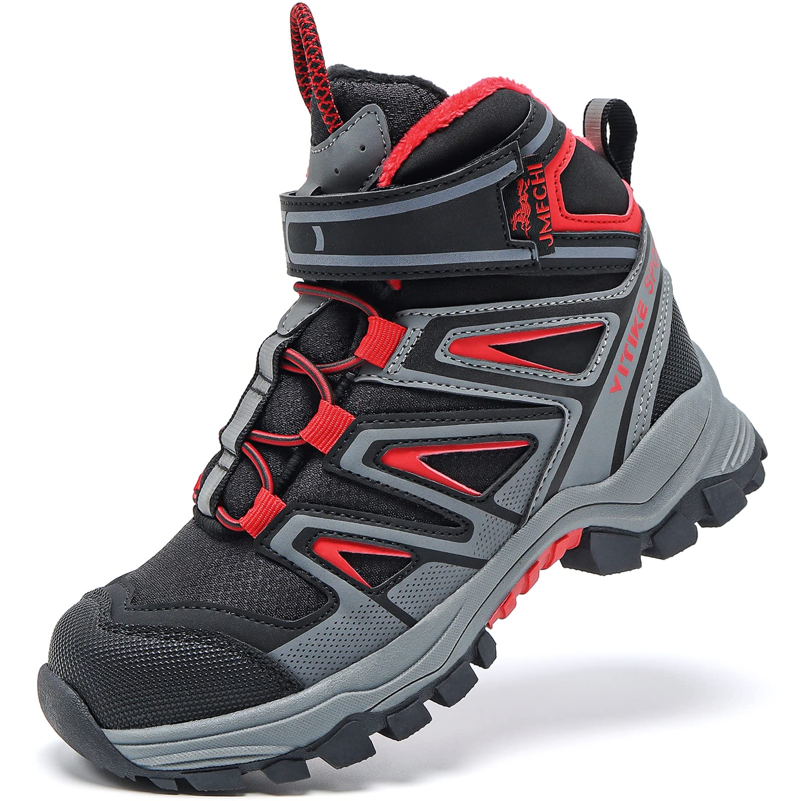 JMFCHI Kids Winter Hiking Shoes Boys Girls Warm Non-Slip Sole Snow Boots