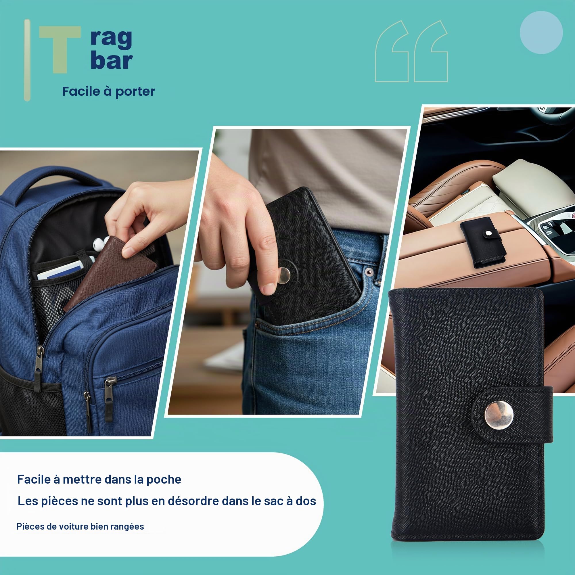 Porte Monnaie trieur de Pieces|Range-pièces,|Bourse|Portemonnaie Mixte|Portefeuille et Porte-Cartes pour Femme et Homme(Noir)