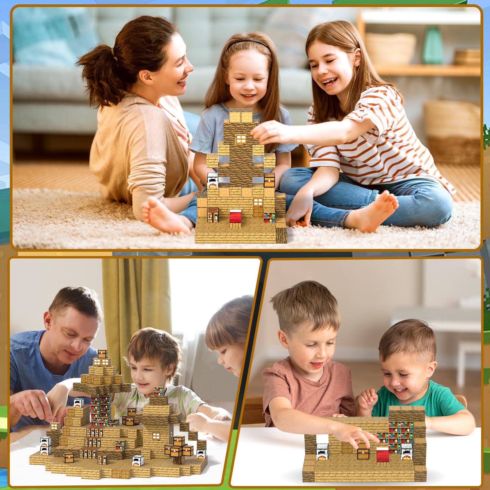 80 Pezzi Blocchi da Costruzione Magnetici,Build Mine Magnets World Set,Blocchi Magneti Set Giocattoli per Bambini,Giocattoli da Costruzione Magnetici Montessori per Ragazze di età Superiore a 3 anni
