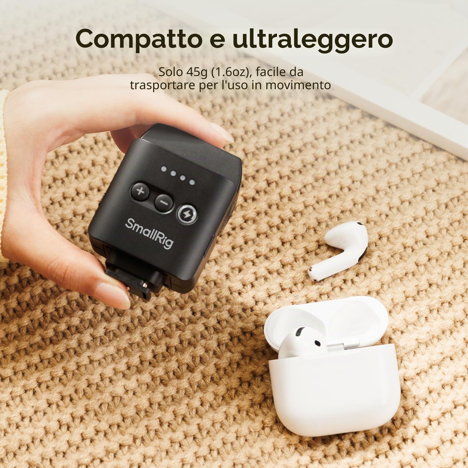 SMALLRIG RS-22 - Mini flash per fotocamera Sony, Nikon, Canon, Fuji, Speedlite manuale GN8, regolabile a 85°, 4 livelli 1/1-1/8, 700 flash a piena potenza, 6500 K, batteria da 400 mAh, 5883
