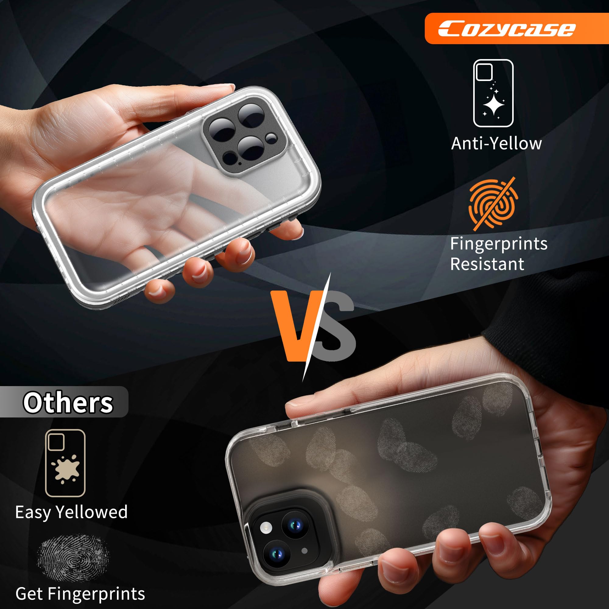 Cozycase Ultra Resistente Funda para iPhone 13 Pro MAX Impermeable Antigolpes Militar Transparente 360 Grados Carcasa 13 ProMax Doble Waterproof Acuatica Sumergible Agua con Protector Camara Pantalla