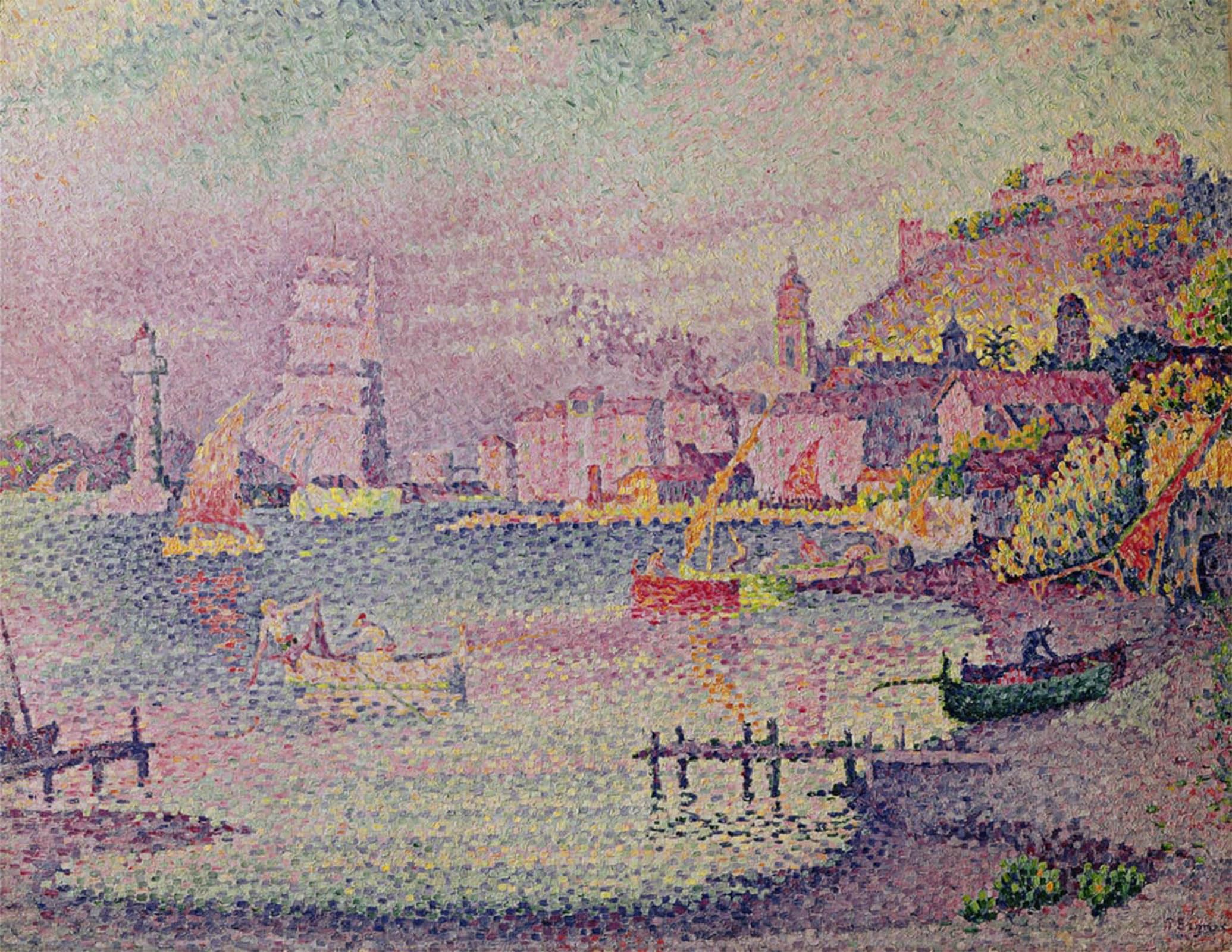 SERENDIPITP Abstract Painting Mural Print Picture Wall Decor Painting Leaving the Port of Saint-tropez by Paul Signac Vintage Wall Artwork for Home Decor 60x90cm