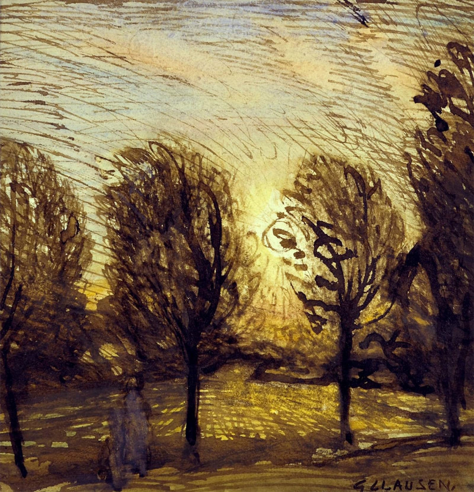 POSTERIIk Vintage Classic Picture Landscape Artwork Trees by George Clausen Portrait Canvas Painting for Office Home Decor 60x90cm