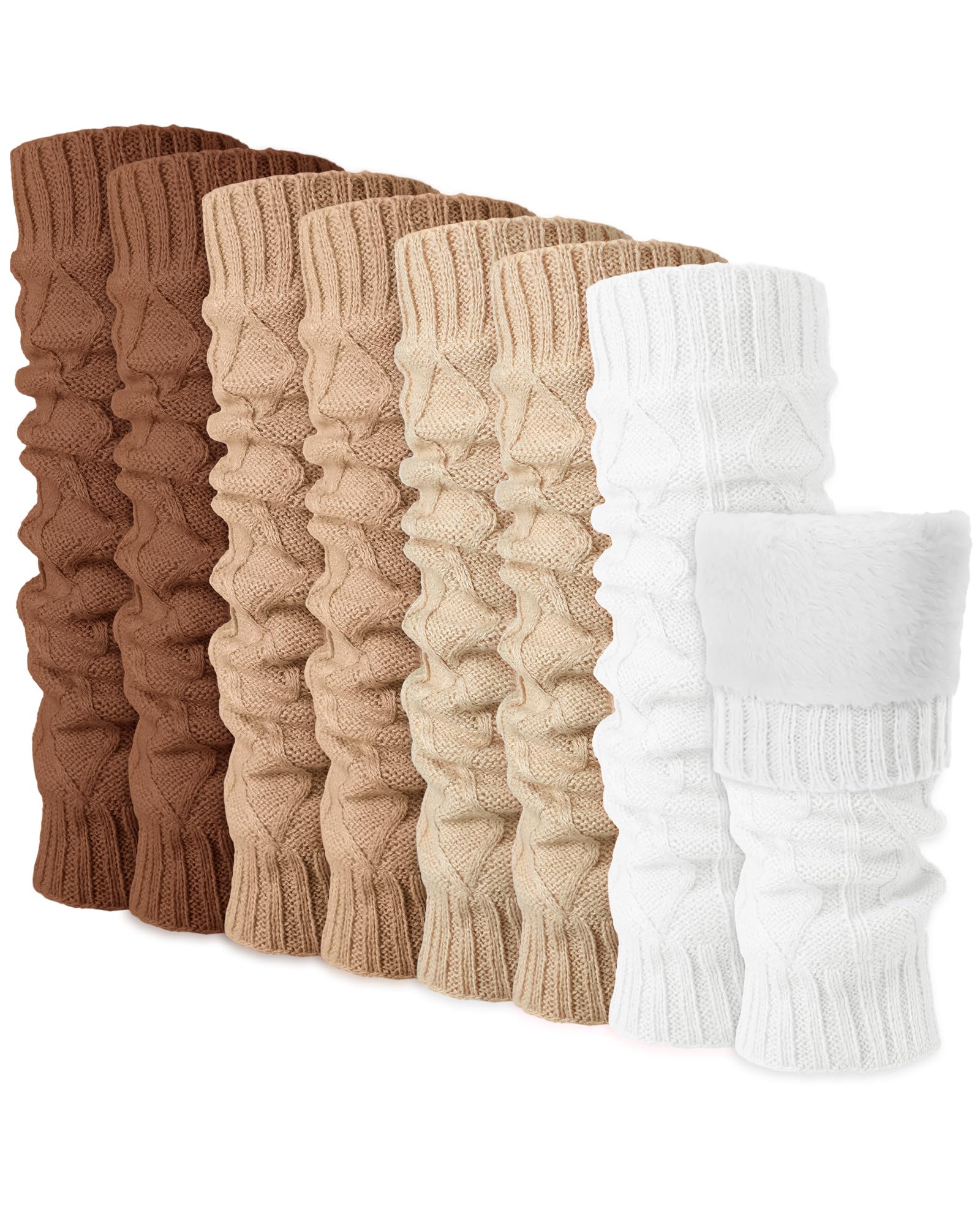 Shihanee 4 Pairs Fleece Lined Leg Warmer Thermal Skating Leg Warmer