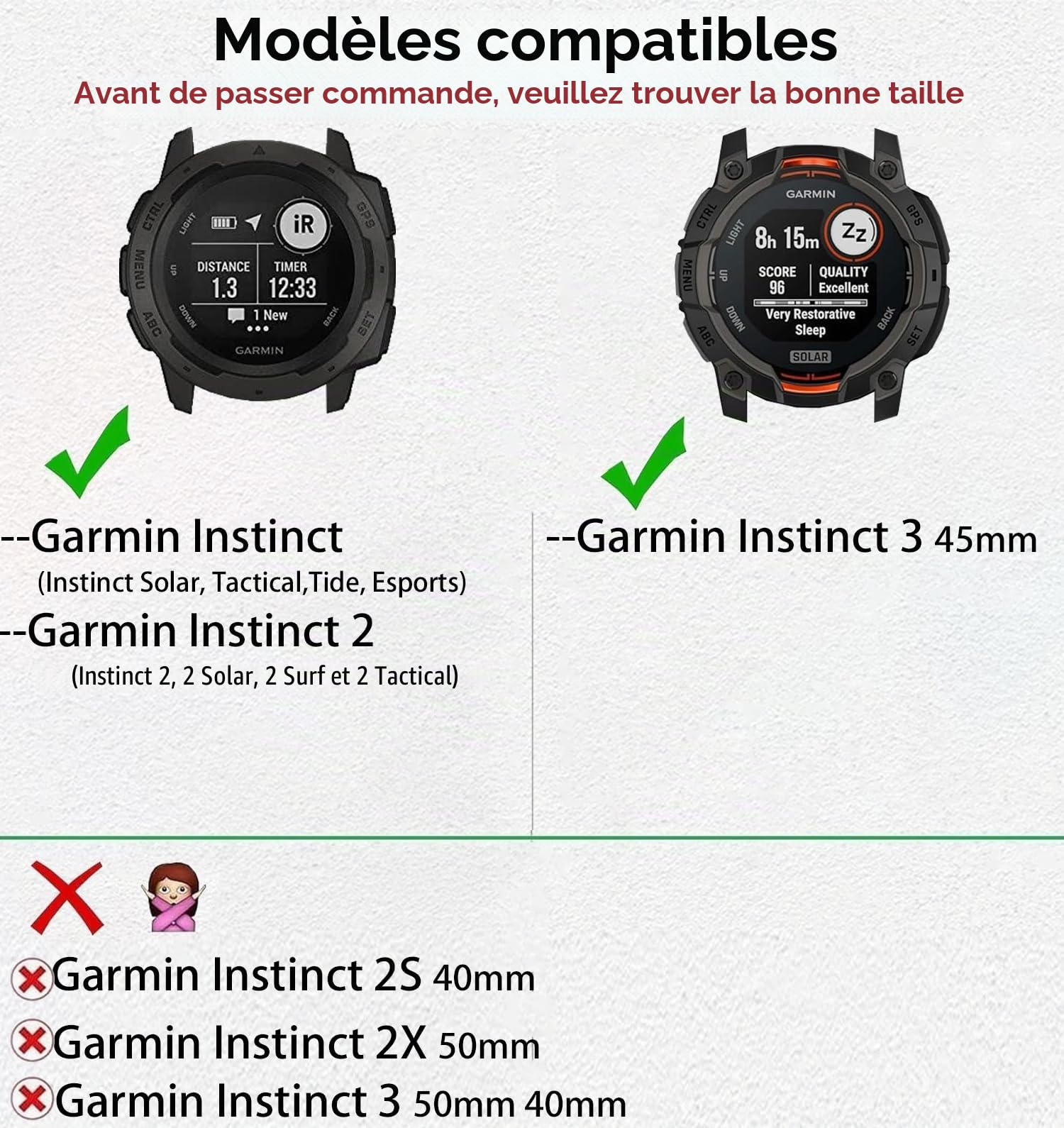 OTOPO Bracelet de montre pour Garmin Instinct/Instinct 2 Solar - Bracelet de rechange en nylon pour homme et femme - Pour Garmin Instinct Tactical/Esports/Solar/Tide