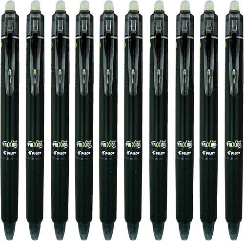 Pilot LFBK-23EF FriXion Ball Clicker 0.020 in Bolígrafo retráctil de tinta de gel borrable (juego de caja) - Barril negro