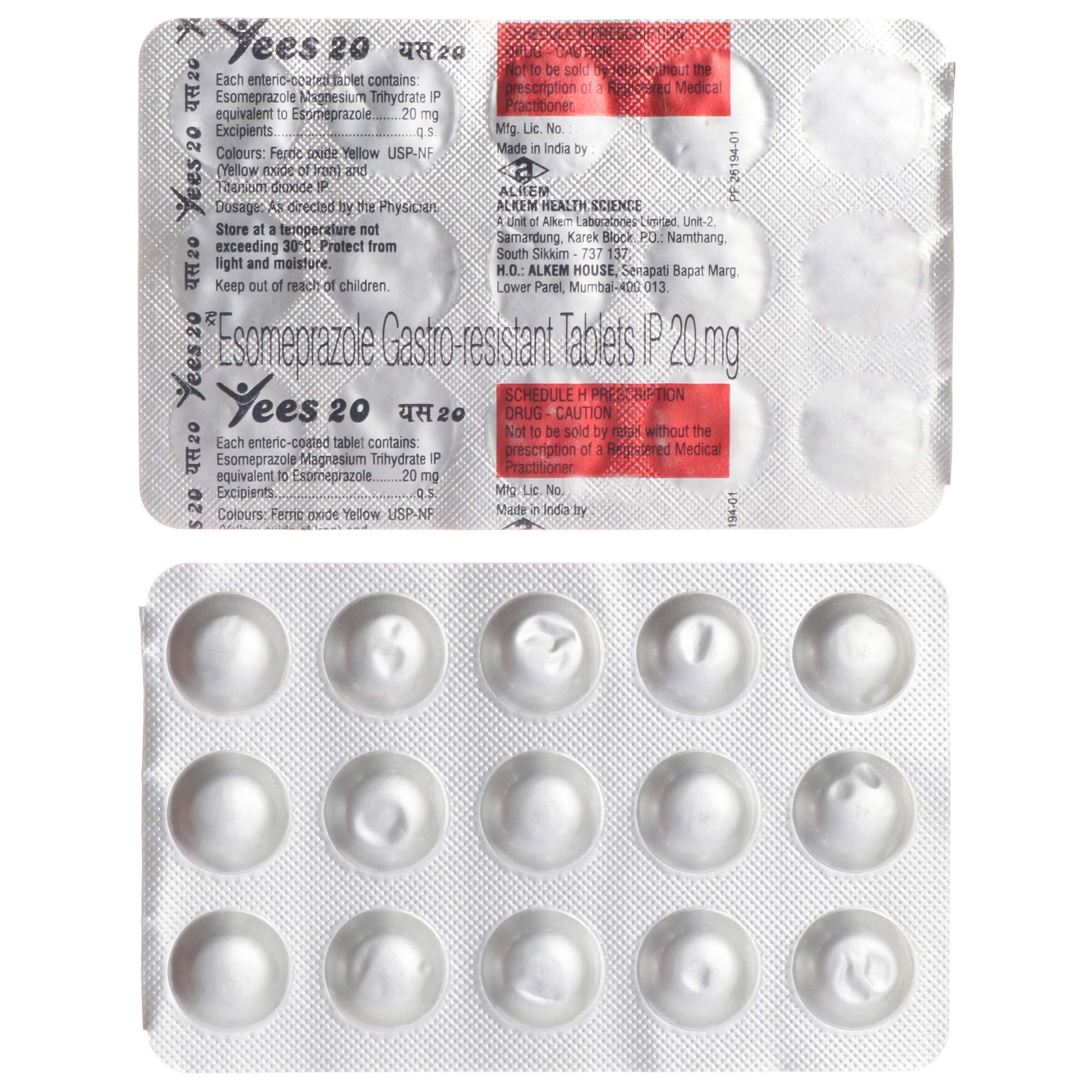 Yees 20 - Strip of 15 Tablets