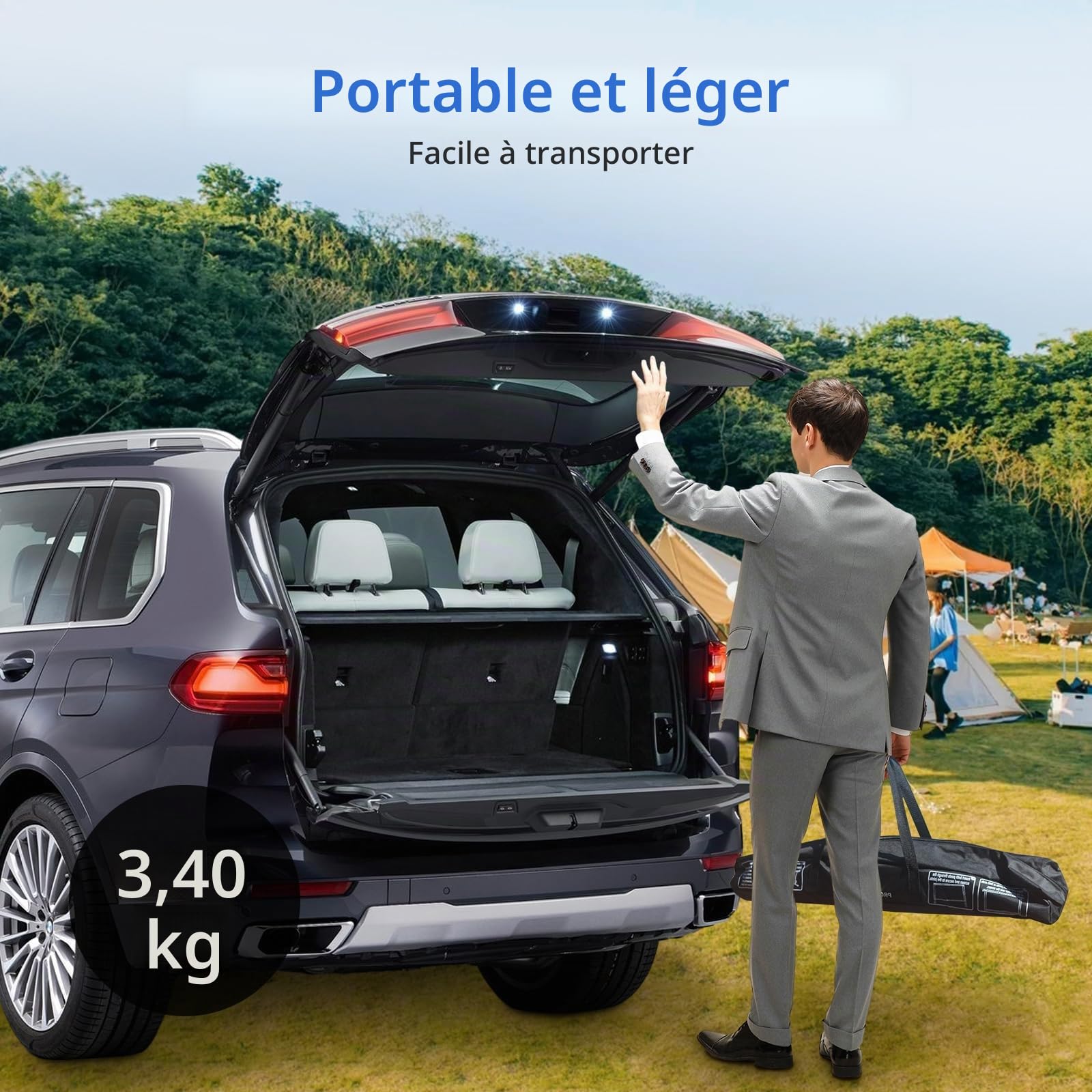 Écran de Projection Portable d'extérieur : écran de Projection Pliable de 120 Pouces avec Pieds de Support et Sac de Transport pour fête de Camping