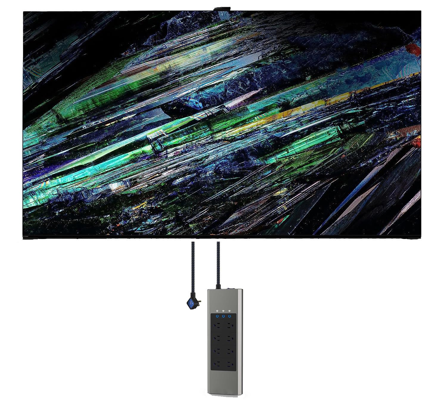 Sony XR77A95L 77 Inch QD-OLED 4K UHD Smart Google TV with AI Upscaling with a 5S-PS8-US1 V-Series 8-Outlet
