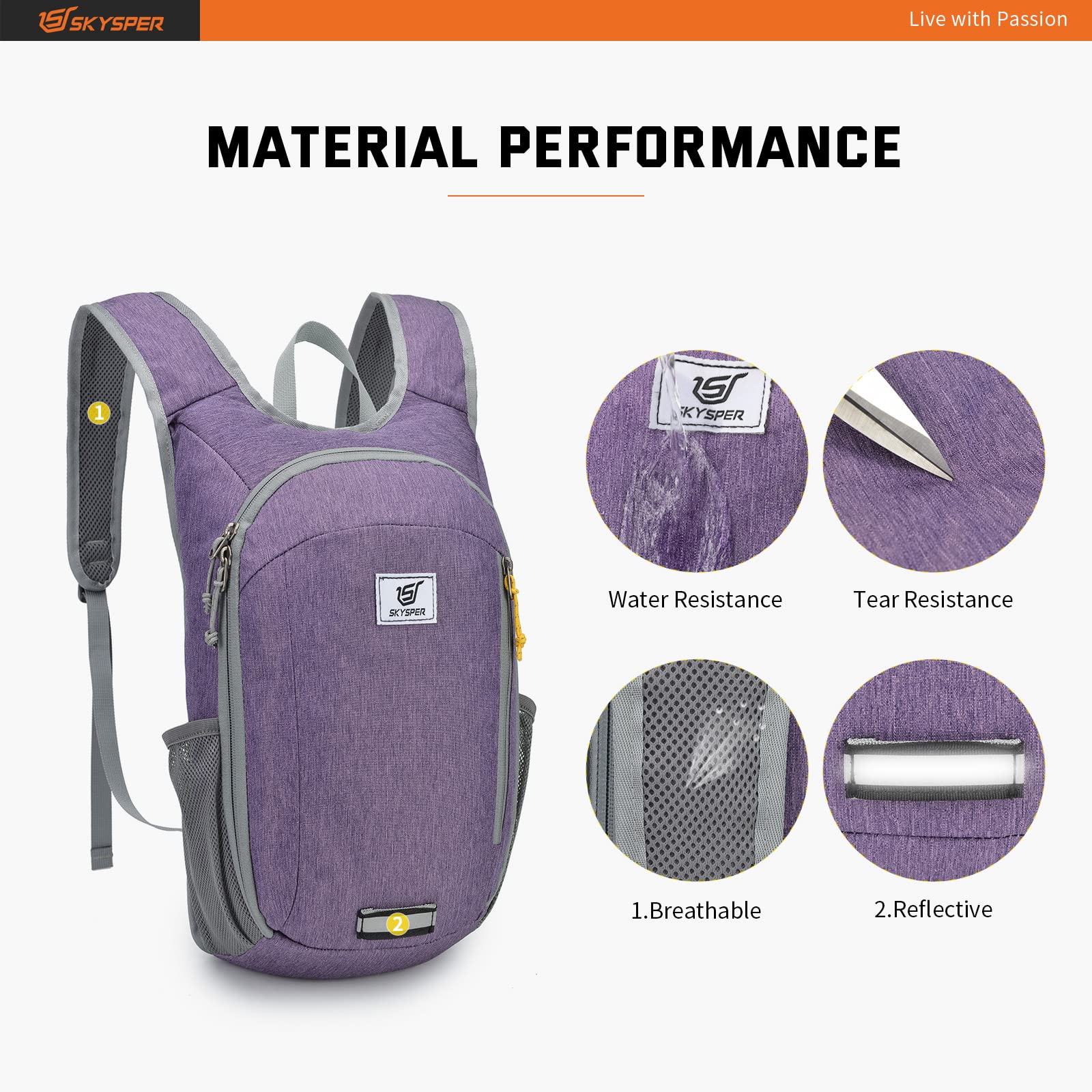 SKYSPER Zaino Leggero Pieghevole 10L, Zainetto Richiudibile Zaino Hiking Salvaspazio per Trekking Viaggi Brevi Escursioni Ciclismo