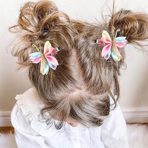 Miniatura 2 de Oaoleer Pinzas para el cabello de mariposa, 10 unidades de mini lazo de satén coloridos pasadores para bebés, niñas, mujeres, Halloween, cosplay,