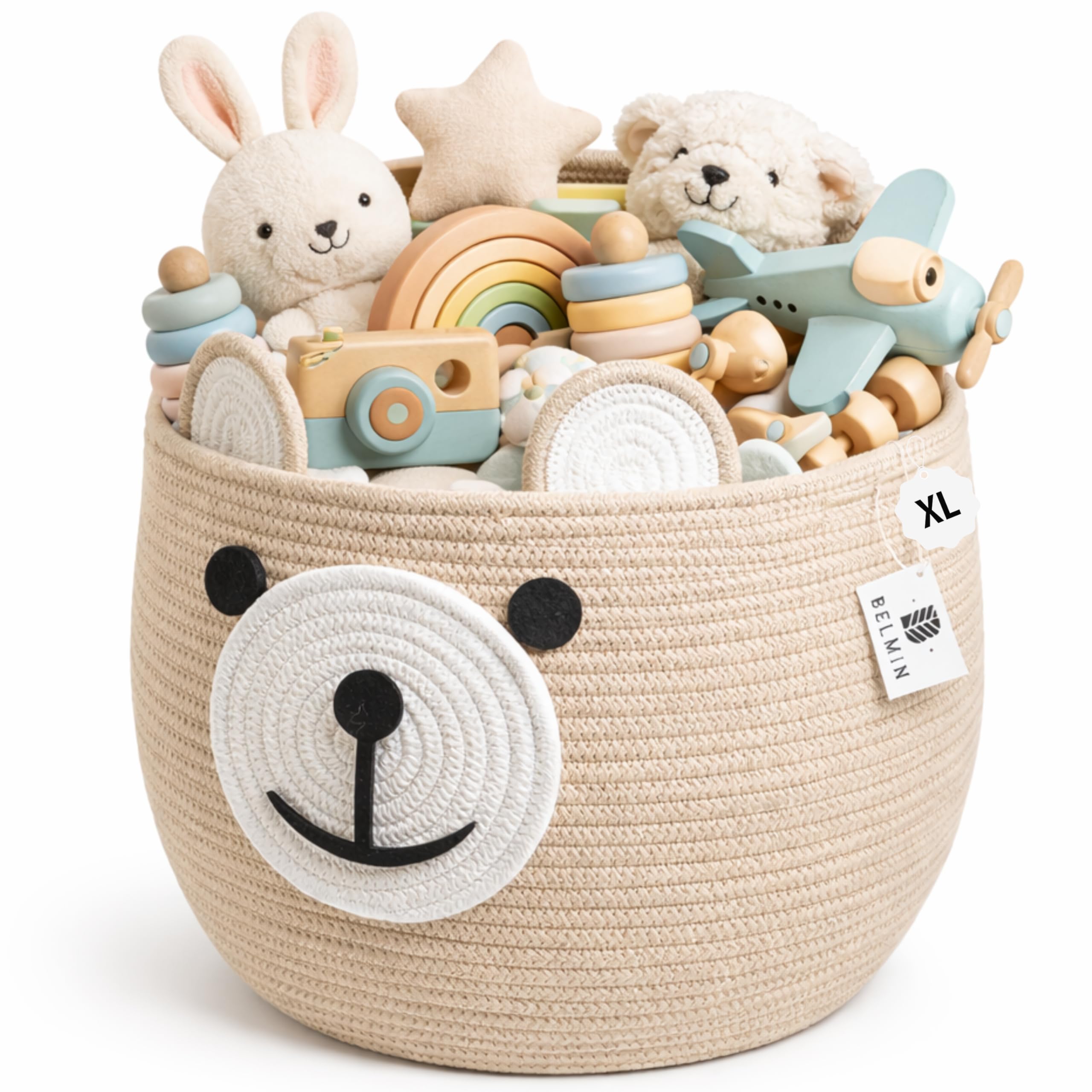 BELMIN Aufbewahrungskorb Kinder aus Baumwolle – Formstabiler, Waschbarer Wäschekorb für Spielzeug & Kuscheltiere, Ideal für Kinderzimmer & Babyzimmer – Stilvoll & Praktisch für Eltern