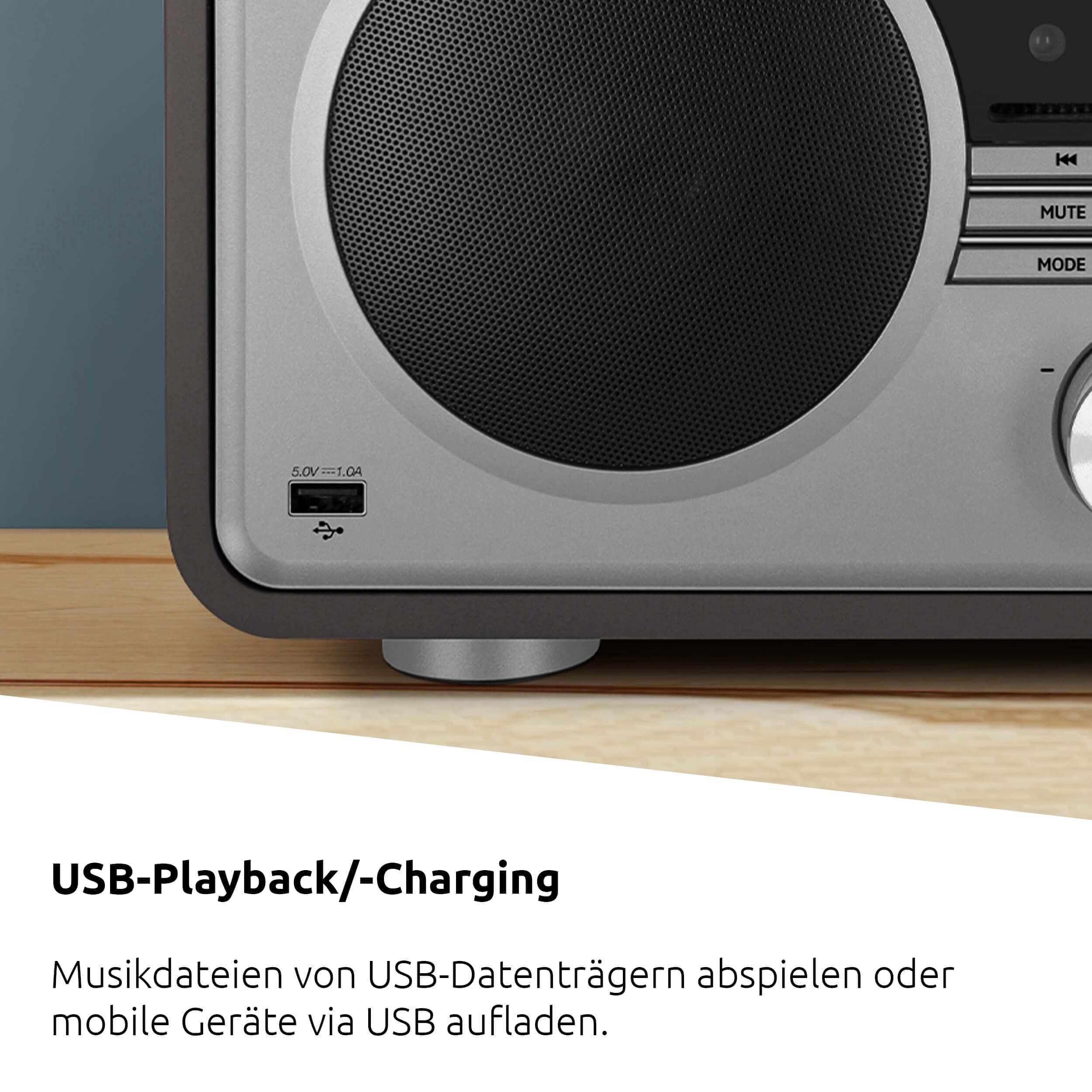 TechniSat DIGITRADIO 602 - Kompaktanlage mit 70 Watt 2.1 Lautsprechersystem (Stereo Musik-Center mit Internetradio, DAB+, UKW, CD-Player, USB, Bluetooth, App-Steuerung, Qi Ladestation)
