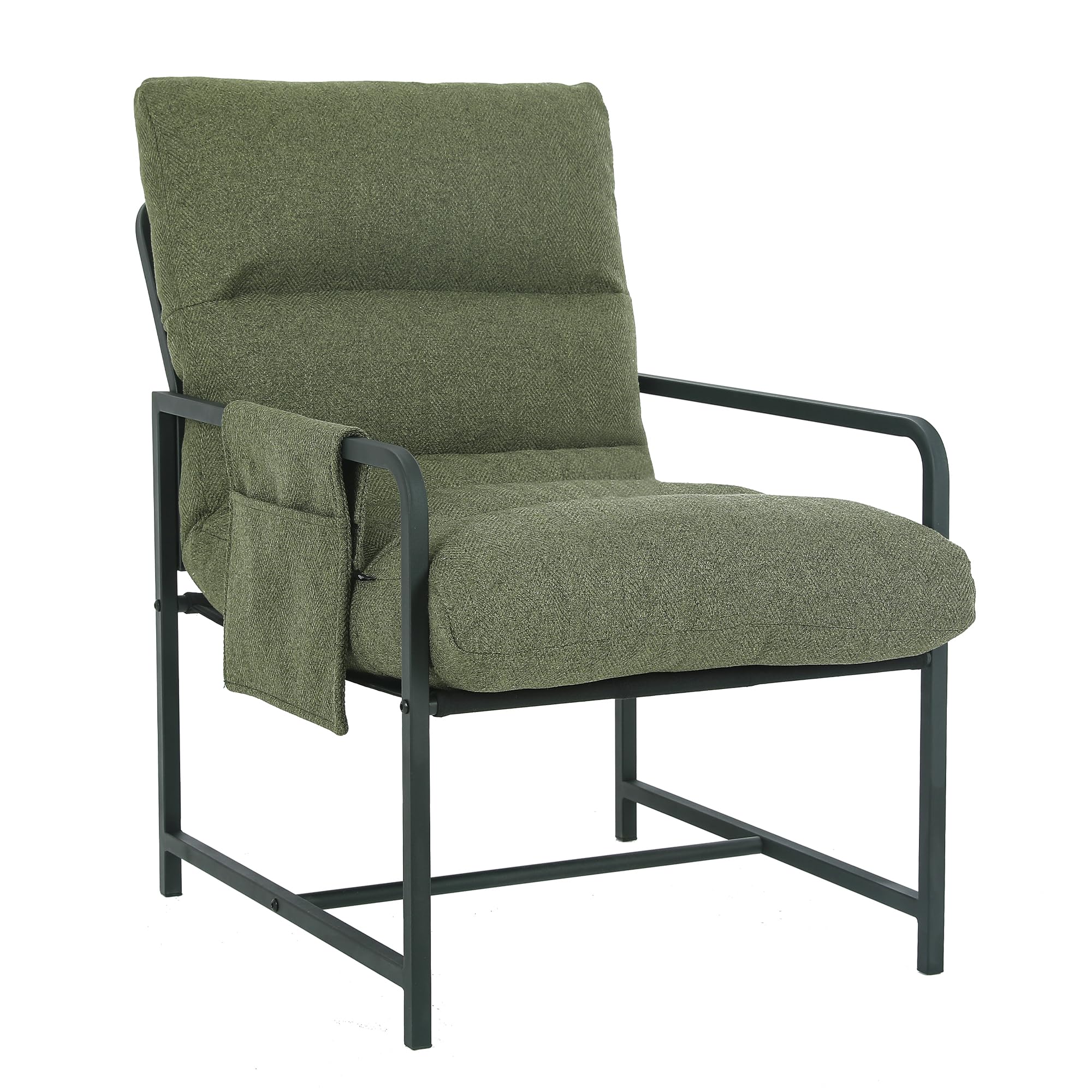 Mingone Sessel Loungesessel Stuhl mit Armlehnen Polstersessel mit Metallrahmen Moderner Loungesessel für Schlafzimmer, 136 kg belastbar. (Grün)