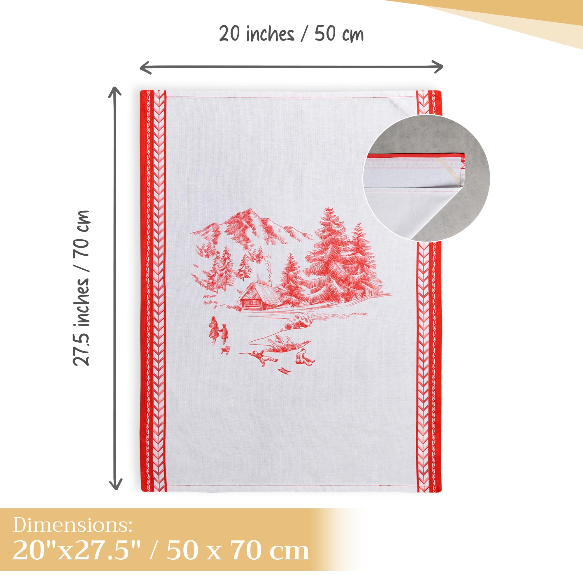Maison d' Hermine Kitchen Towels Set of 3 100% Cotton 70 CM x 50 CM Reusable Cloth Tea Dish Towels Absorbent with Hanging Loop for Kitchen Dining Christmas Decorations (Winter Jouy) - Image 3