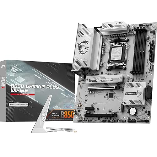 MSI B850 GAMING PLUS WIFI6E Motherboard, ATX - Supports AMD Ryzen 9000/8000 / 7000 Processors, AM5 - DDR5 Memory Boost 8200+ MT/s (OC), PCIe 4.0 x16, M.2 Gen5, Wi-Fi 6E, 2.5G LAN - B850 - B850 GAMING PLUS WIFI6E