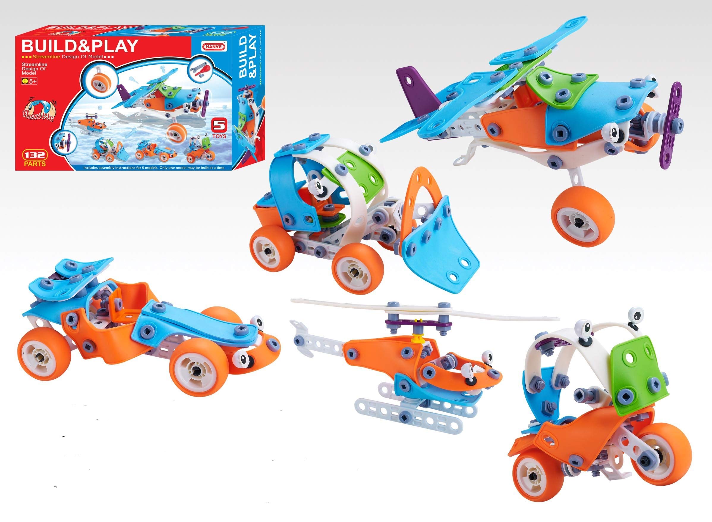J-101 Build and Play with 132 Parts and 5 Different Shapes