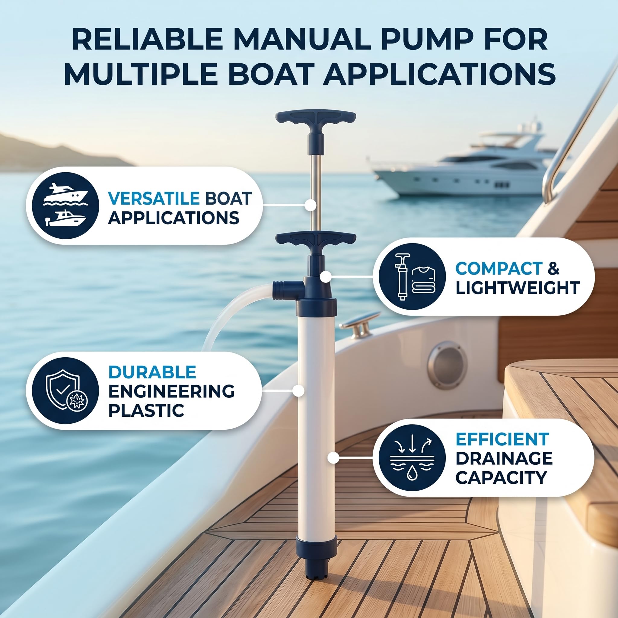 Manuelle Bilgenpumpe, Tragbare Handwasserpumpe für Yachten, Fischerboote, Schnellboote (BLACK)