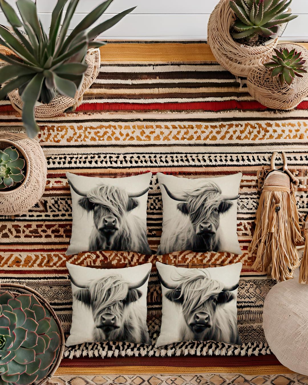 Homemissing Federa per cuscino in pelle bovina, 45,7 x 45,7