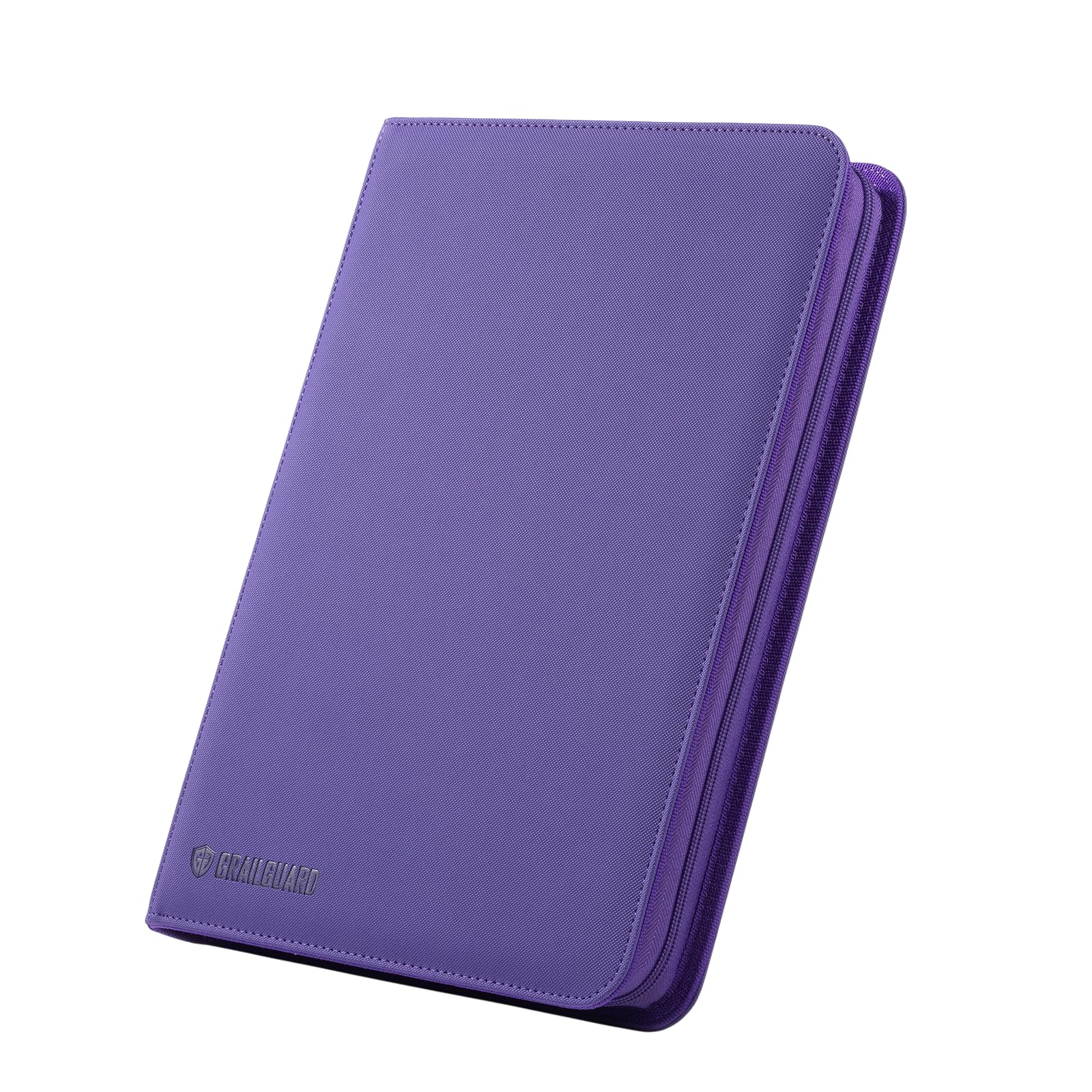 Grail Guard 9-Pocket Premium ZIP Trading Card Binder – High Capacity 360-Card Album, Acid-Free PU Faux Leather, Zip Closure (Purple)