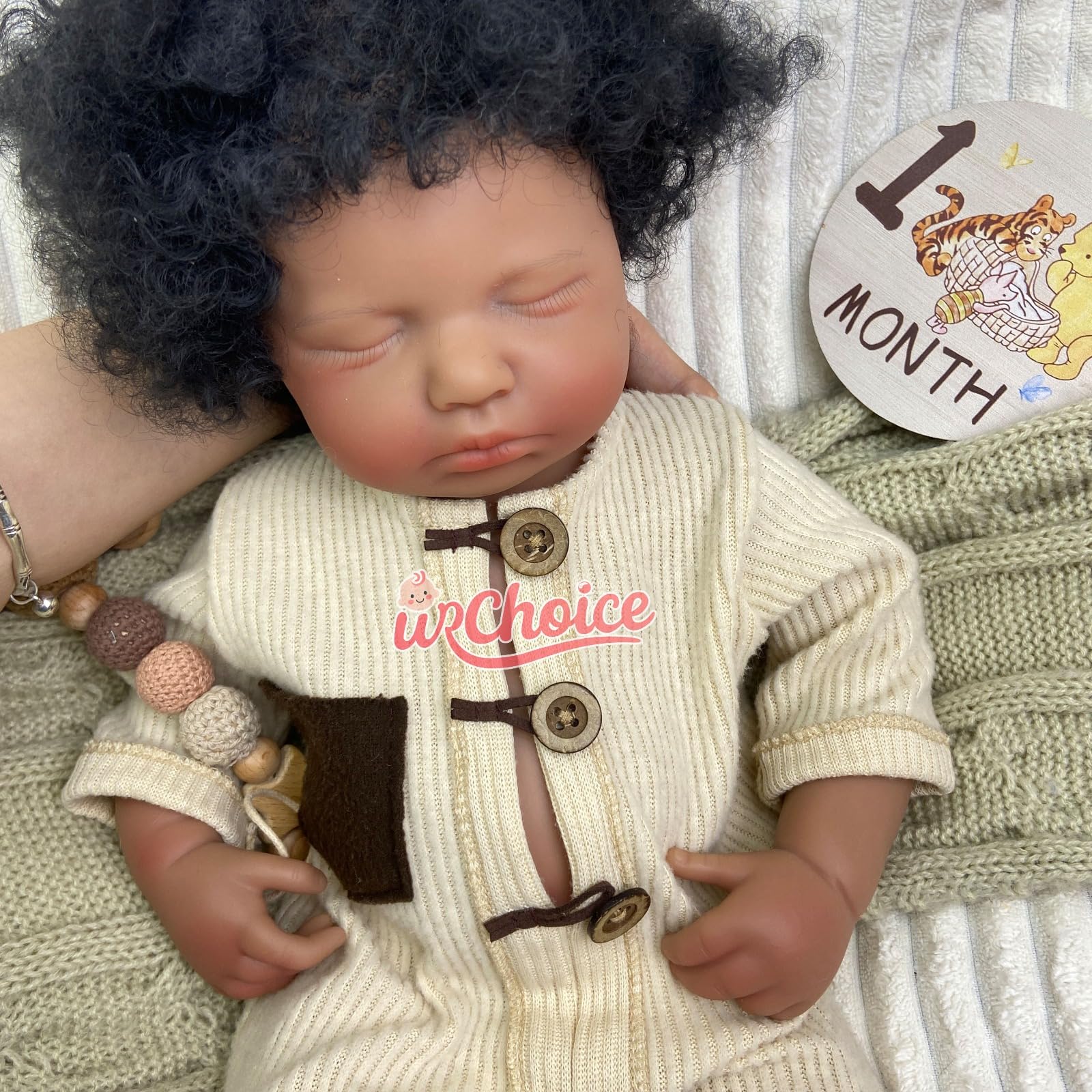 Muñeca Bebé Reborn Silicona 51 cm con Boca Abierta,Cabello implantado