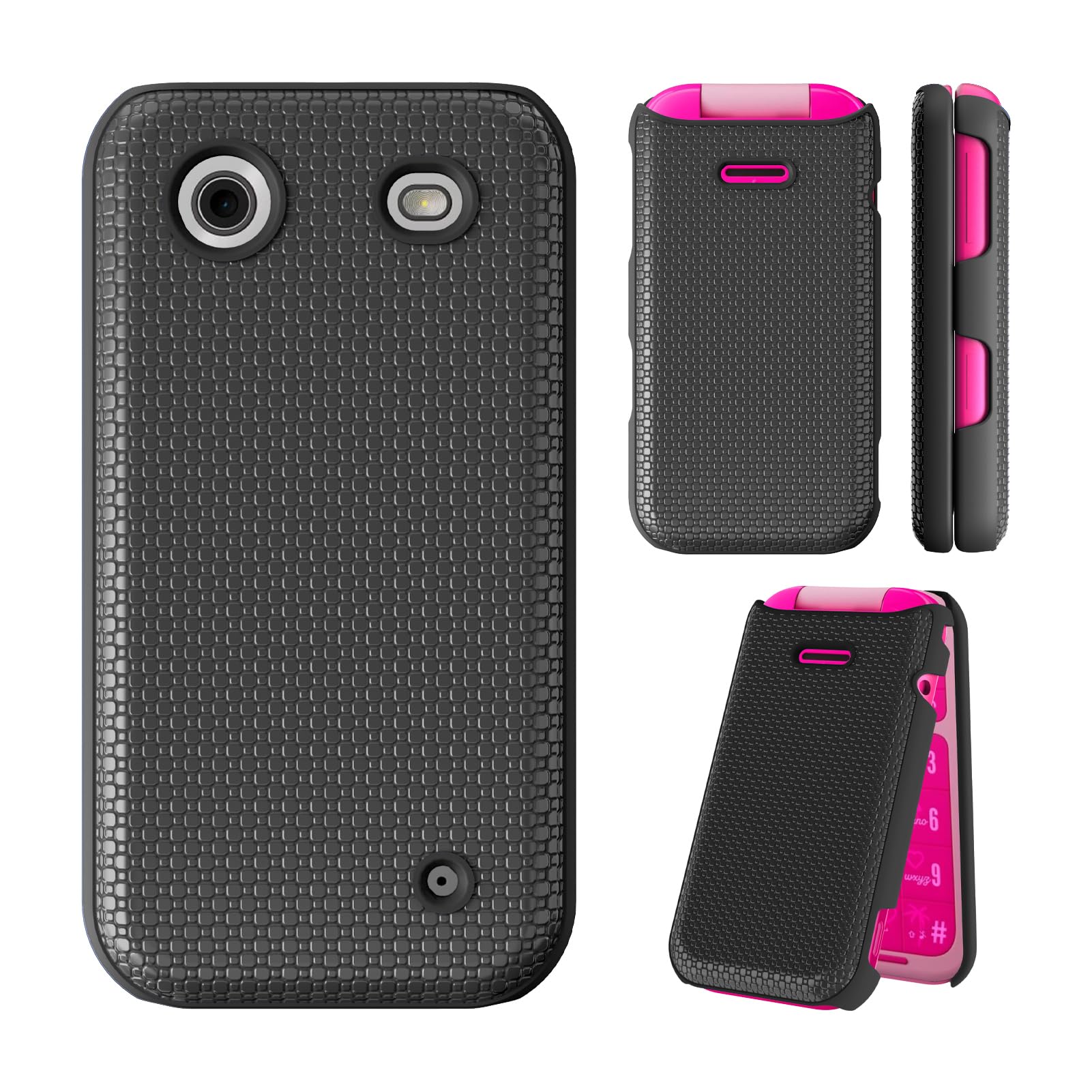 Ailiber for HMD Barbie Flip Case, HMD Barbie TA-1681 Phone Case, Dual Layer Shockproof Protective, Silicone Bumper Non Slip Back, Heavy Duty Rugged Cell Phone Cover-Black