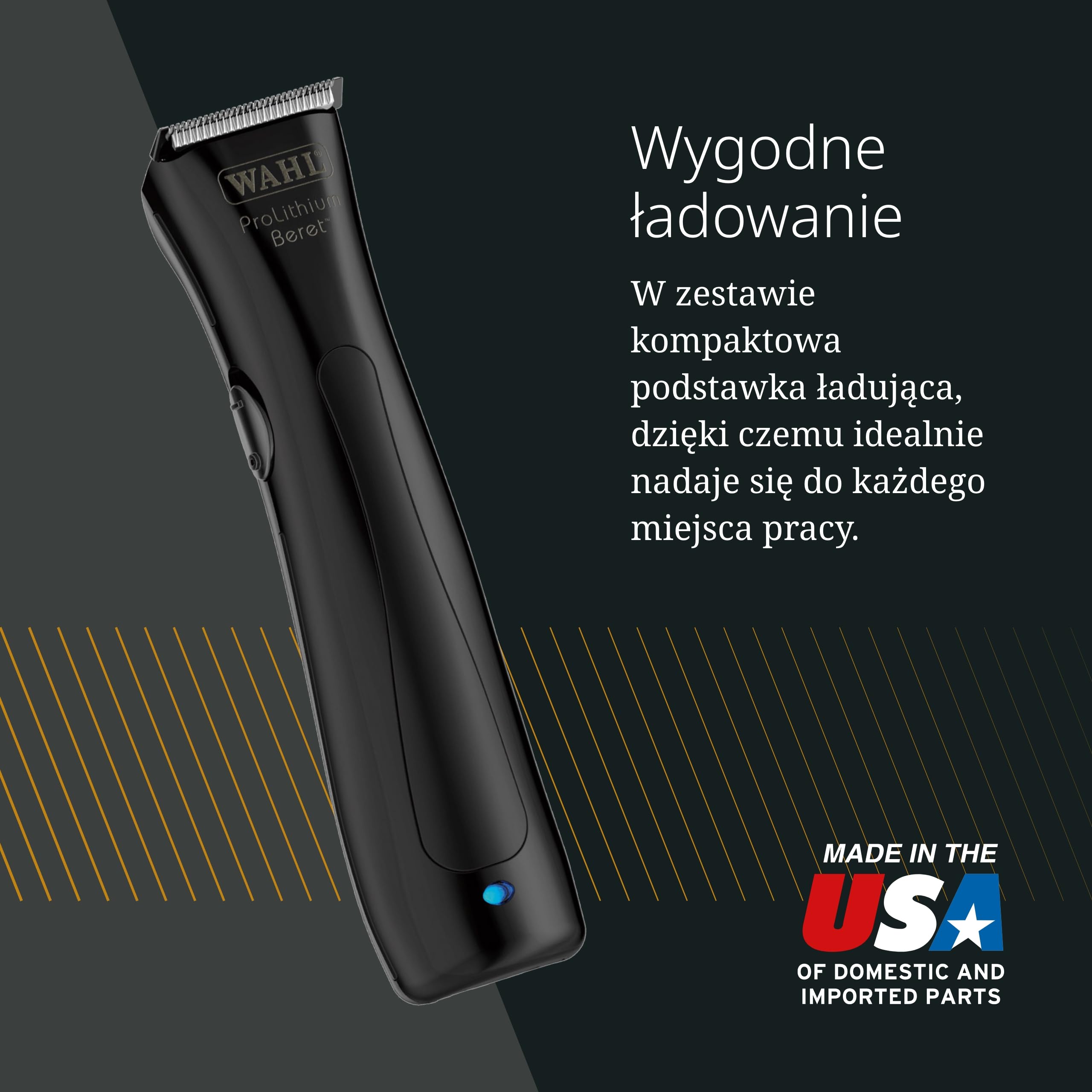 Wahl Stealth Beret Konturowy Trymer z Zestawem Ostrzy, Czarny | Konturowy Trymer Przewodowy i Bezprzewodowy z Zestawem Ostrzy, Cicha Praca, 4 Nasadki i do 75 Minut na Baterii