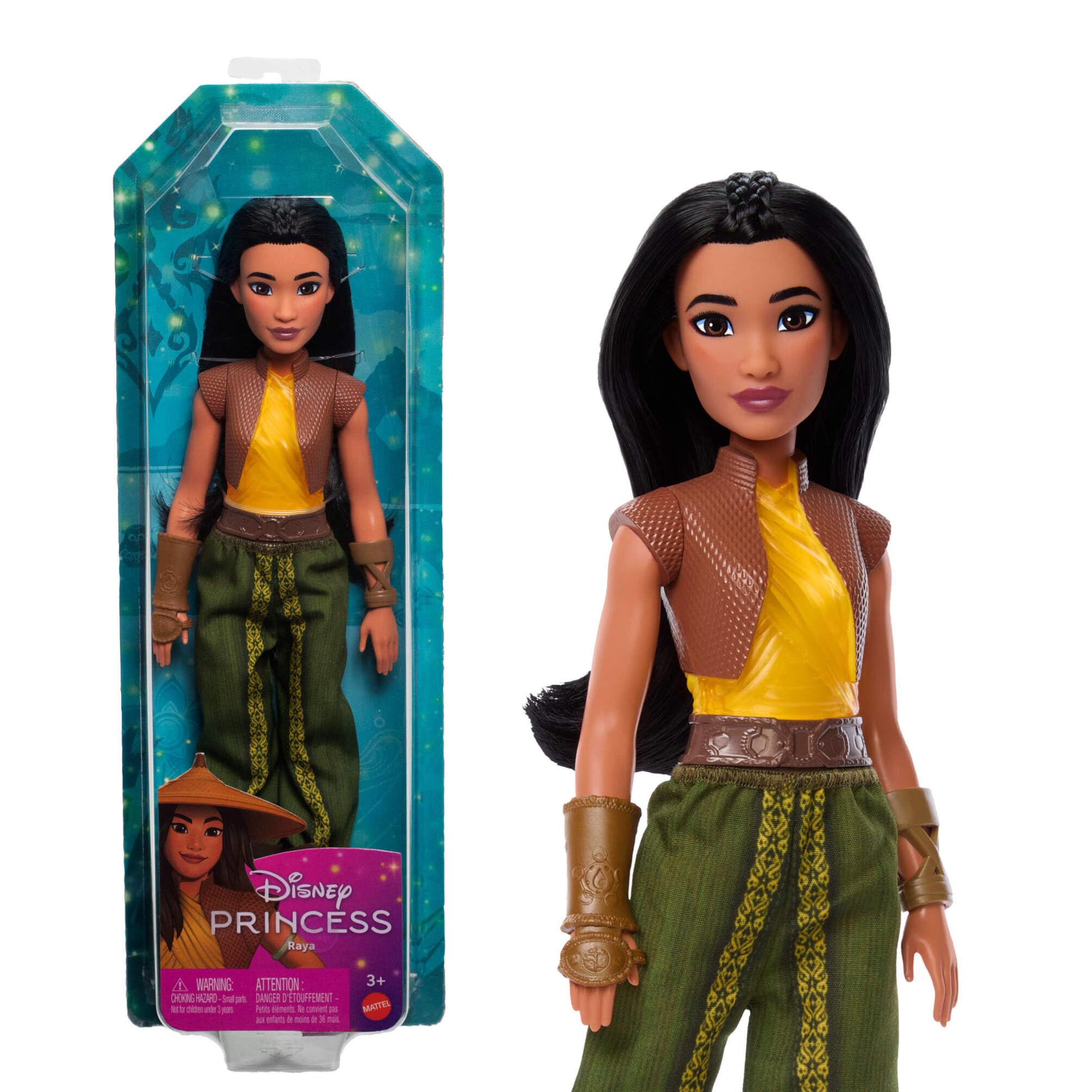 Disney Princess Dolls, Raya Posable Fashion Doll with Sparkling Clothing and Accessories, Disney Movie Toys, HLX22