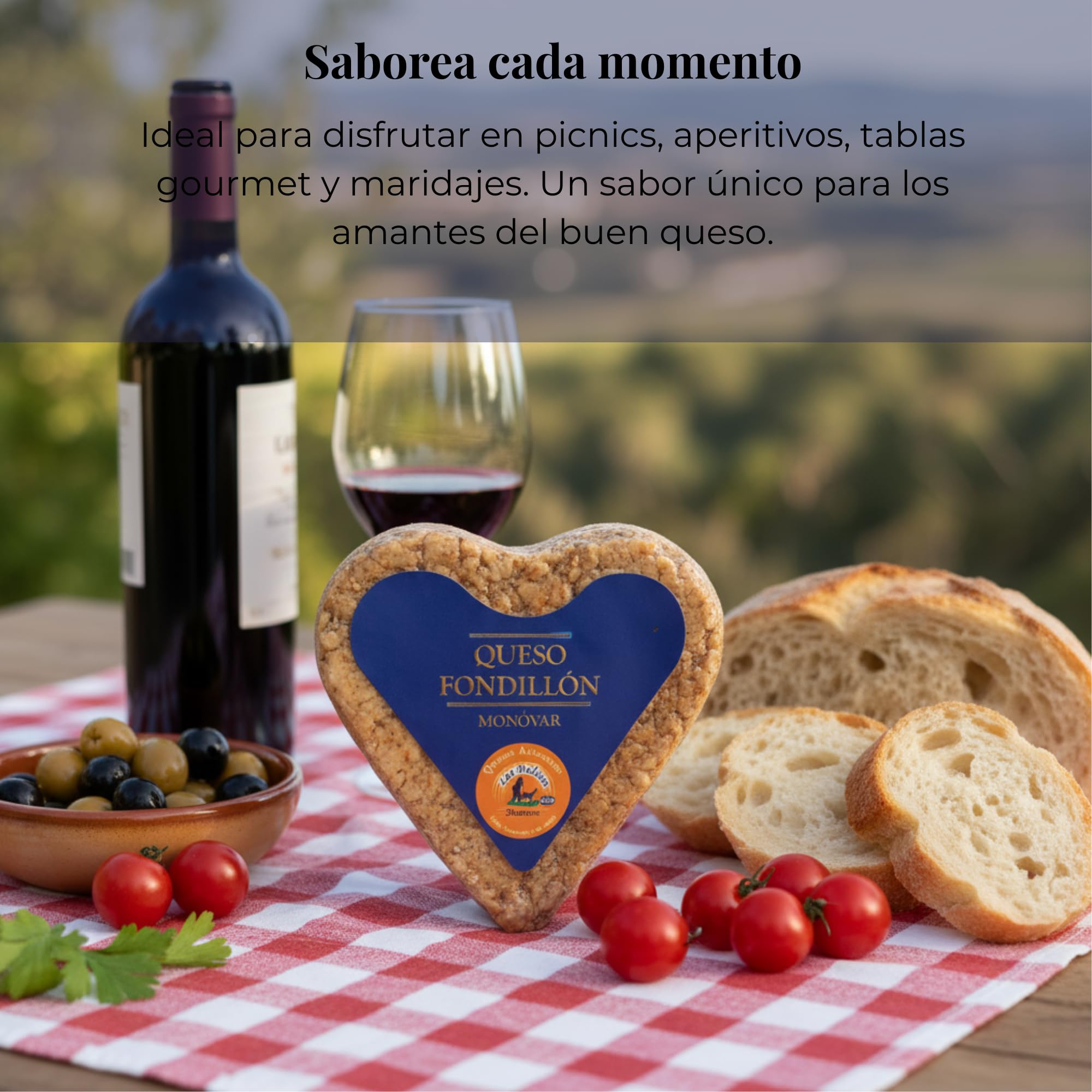 Queso Artesano Fondillón 100% de Leche de Cabra Entero 380 gr | Queso Gourmet Forma de Corazón Elaboración Tradicional y Casera con Ganadería Propia | Sabor Único y Natural (CON CAJA)
