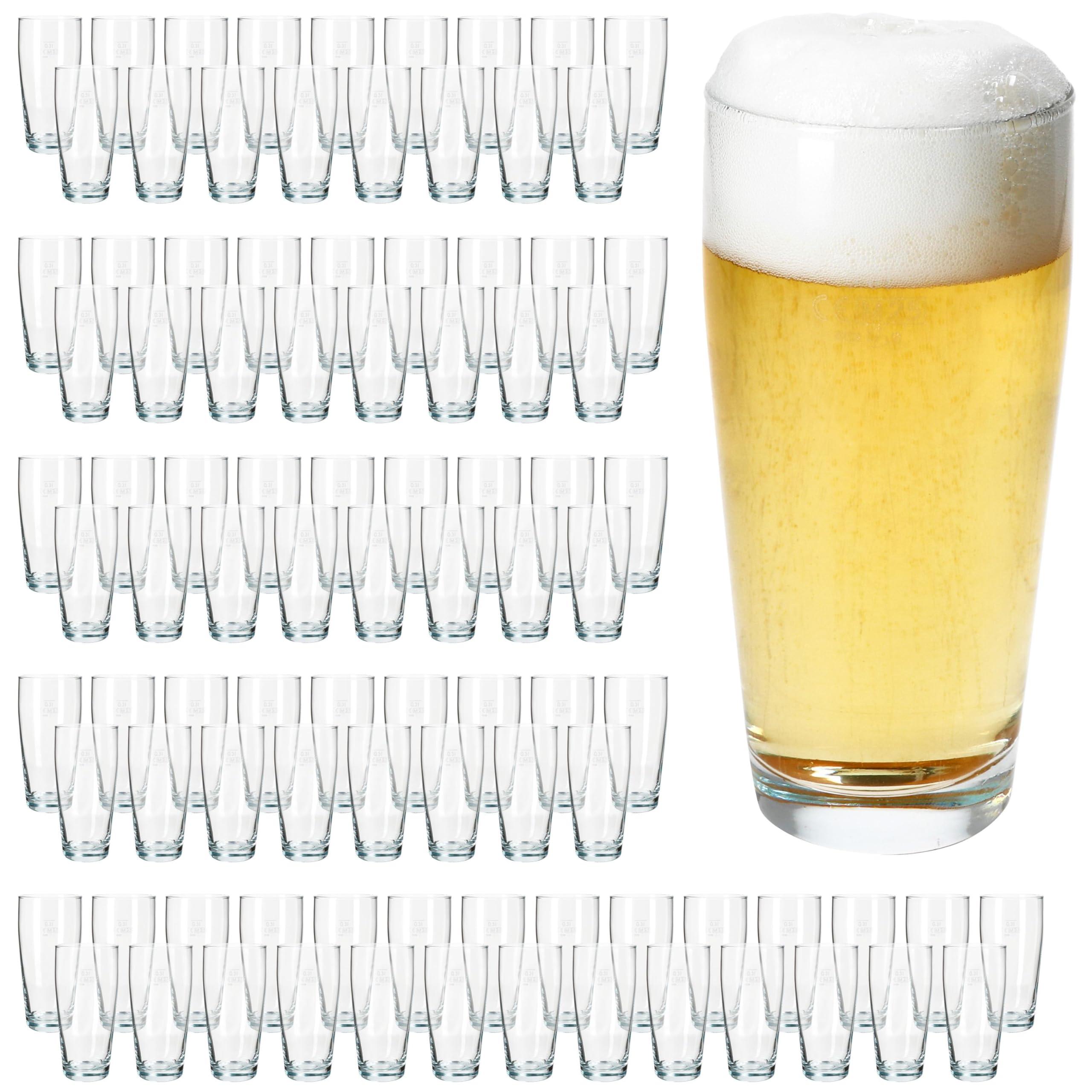 MamboCat 96er Set Willibecher 0,3 L geeicht I Biergläser aus klarem Glas mit Eichstrich I Trinkgläser für Bier, Wasser, Cocktails & Softgetränke ideal für Gastro, Bars & Restaurants