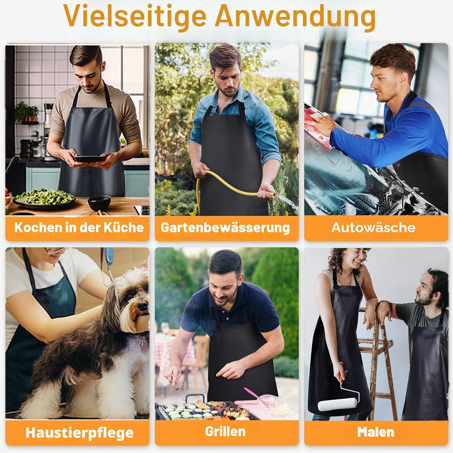 CHAMSUREUK 2 Stück 115CM Wasserdicht Schürze Ölresistenz Arbeitsschürze fleischerschürze metzgerschürze, für Herren Damen, Autowäsche, Labor, Metzger, Kochen, Küche, Schwarz
