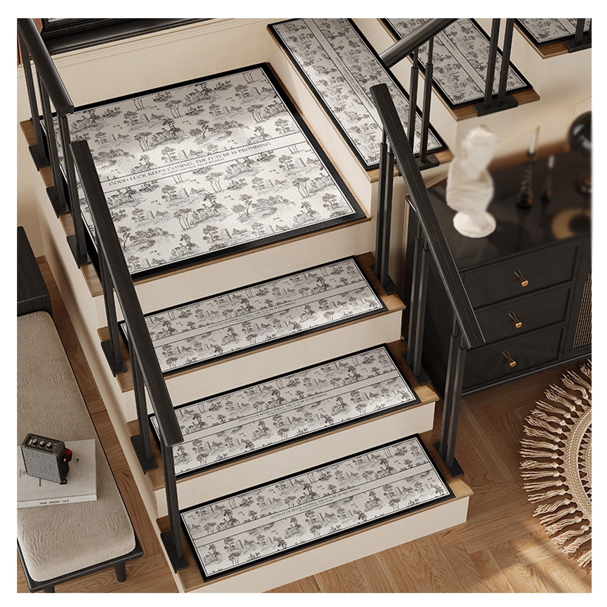 YDHSIKK Carpet Stair Treads, 1pc Peel And Stick Non Slip Stair Treads Indoor For Wooden Steps Multiple Sizes(Size5,1.0x2.8ft/30x85cm)