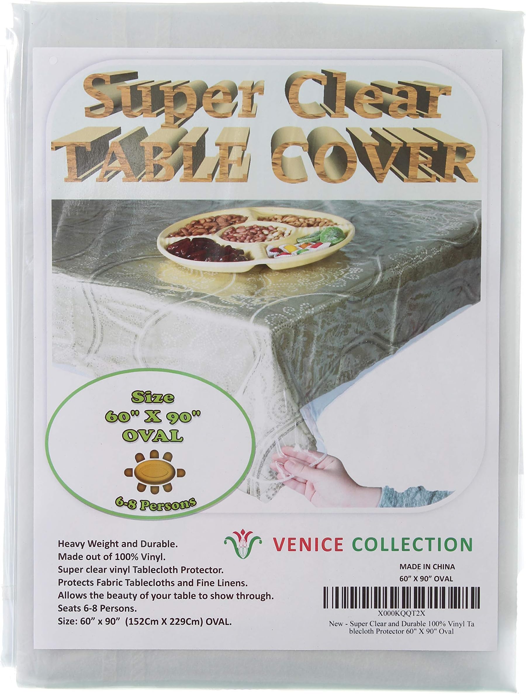 R&L Super Clear and Durable 100% Vinyl Tablecloth Protector 60" X 90" Oval