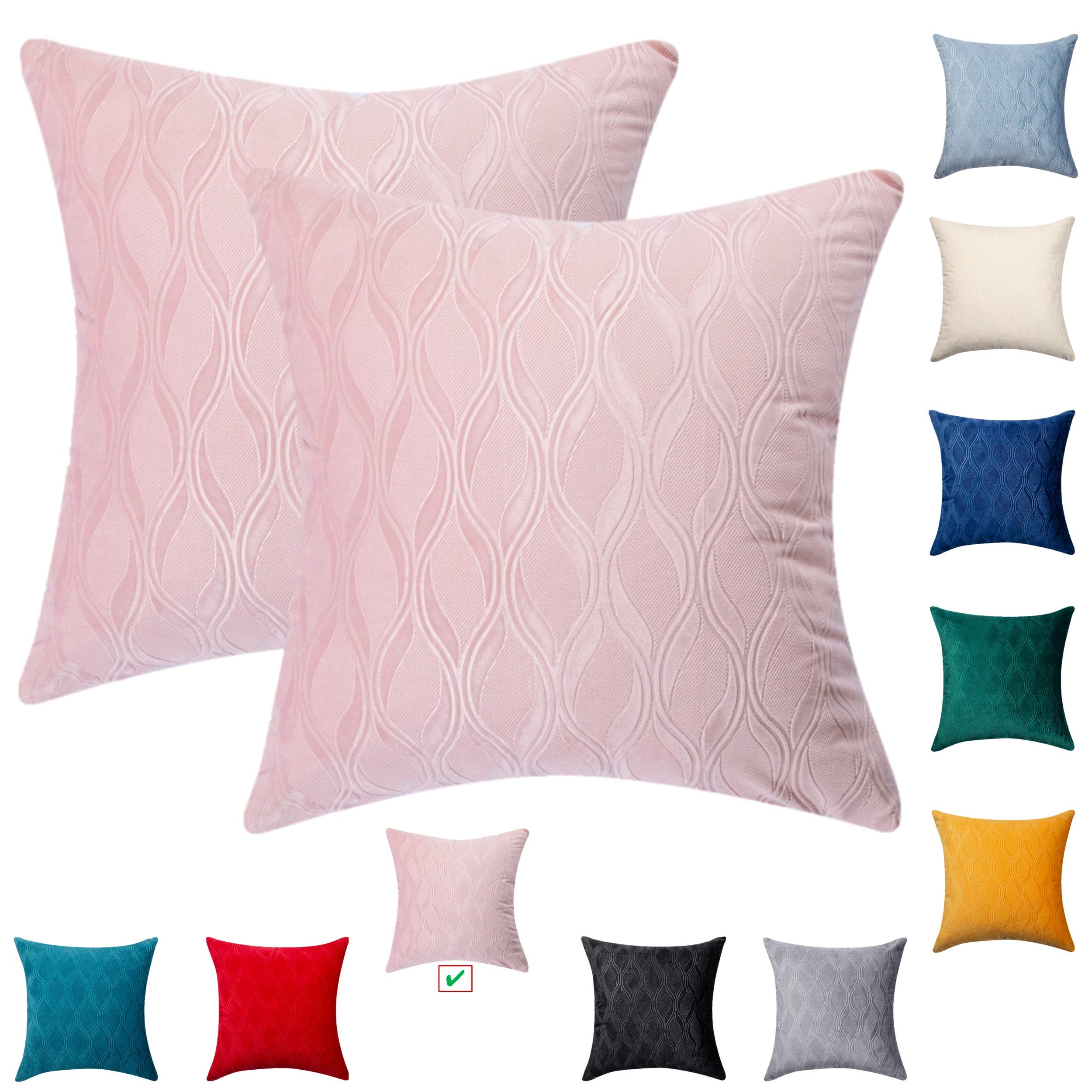 Soft Velvet Pink Pillow 18x18 inches Covers - (Covers ONLY) Light Pink Throw Pillows Covers, Velvet Pink Throw Pillow Cover for Sofas Pillows, Light Pink Pillow Shams Covers, Pink Cushion Cover