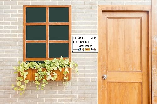 Miniatura 2 de Letrero de entrega con flecha derecha para uso en exteriores, 8 x 12 pulgadas, instrucciones de entrega (idioma español no garantizado), letreros