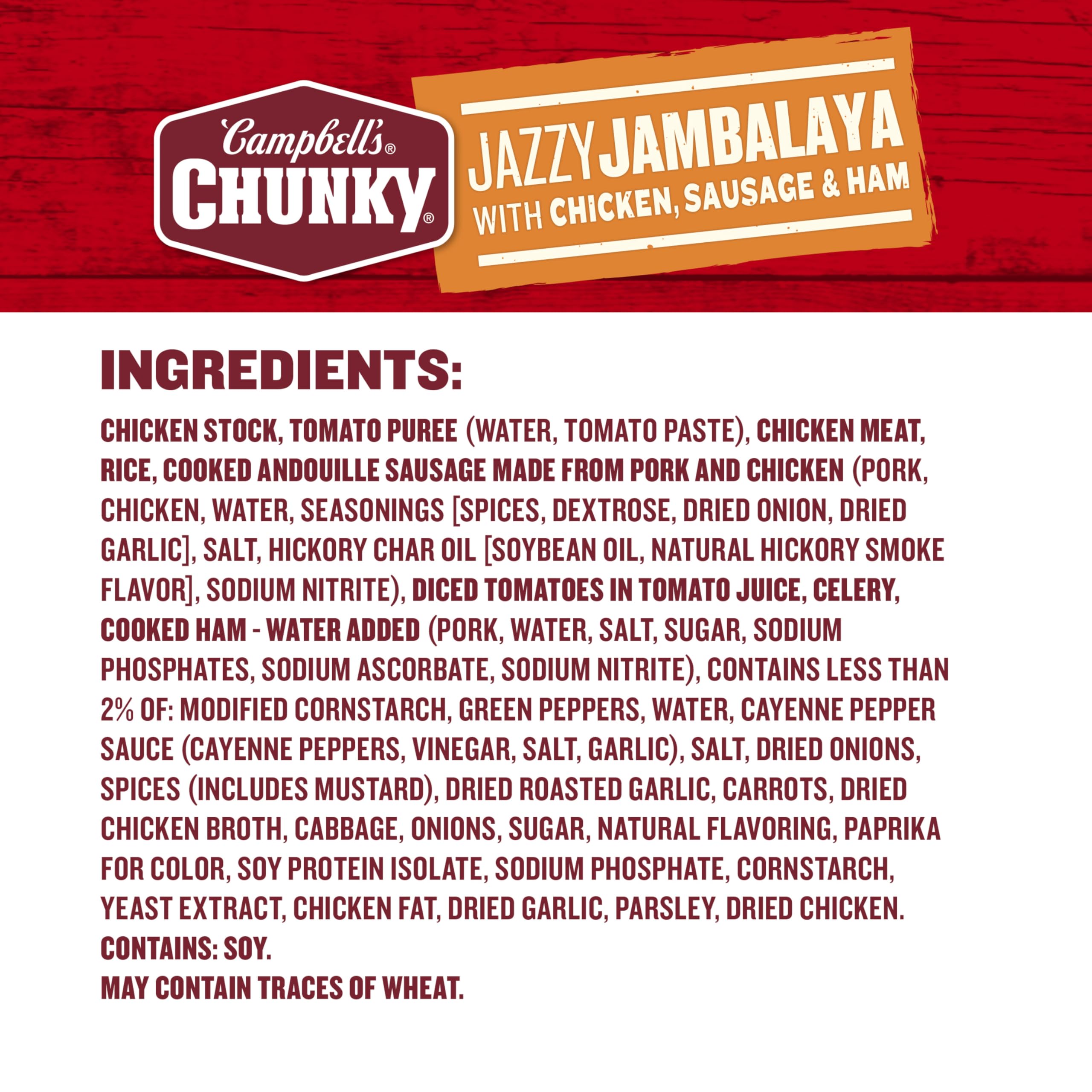 Campbell’s Chunky Soup, Jazzy Jambalaya with Chicken, Sausage and Ham Soup, 16.1 oz Can