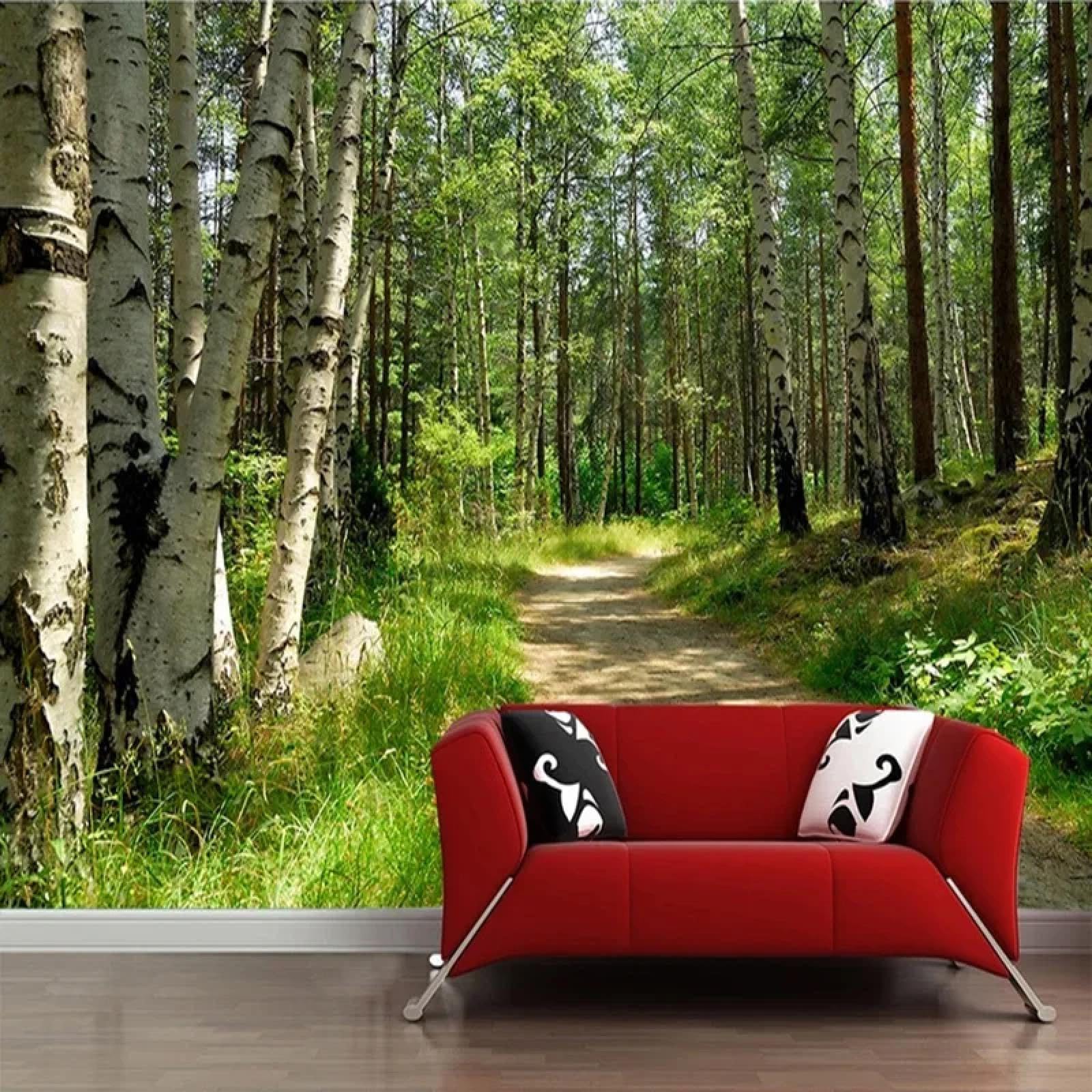 Chemin forestier papier peint 3D de salon pour fond de canapé nature