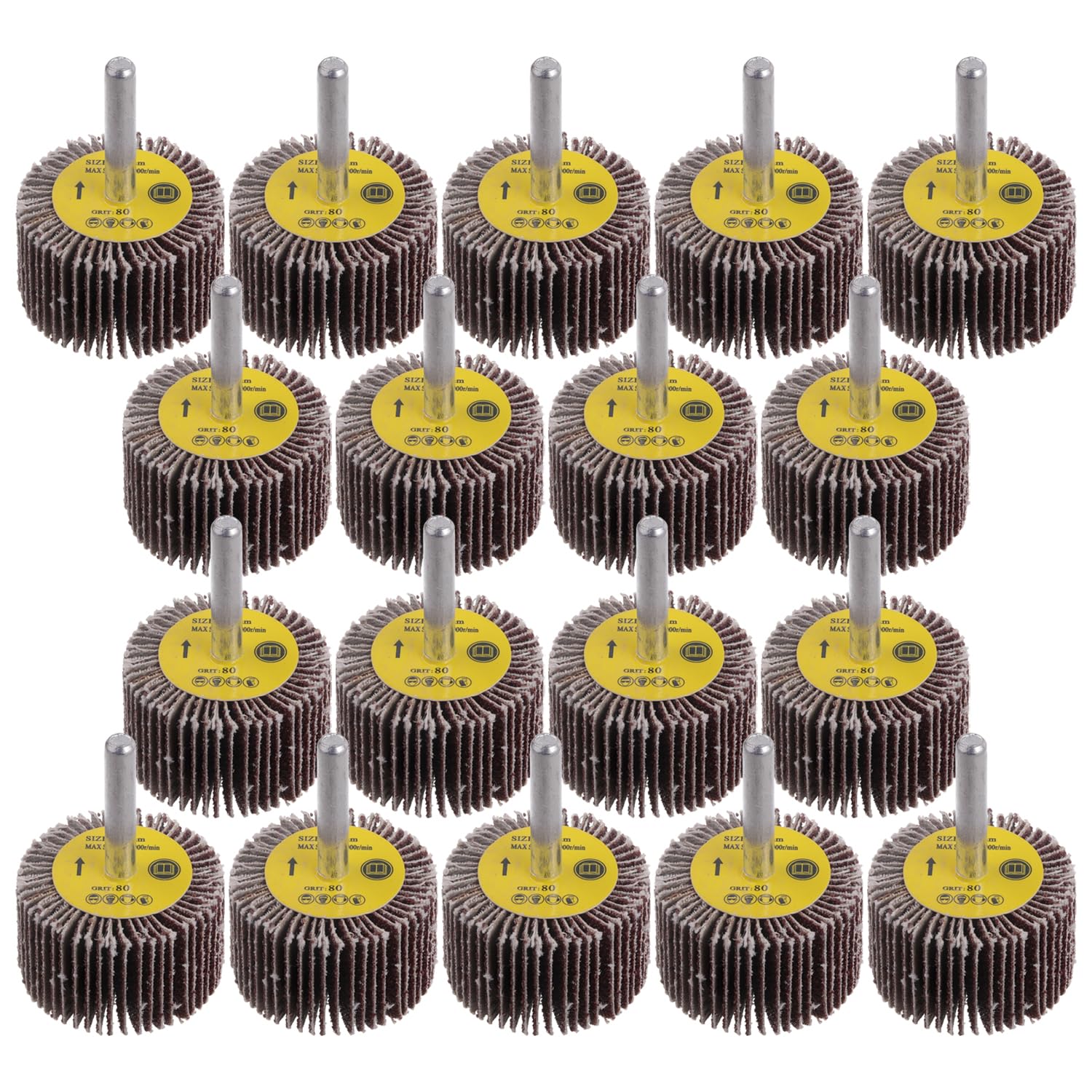 18 Pack Abrasive Flap Wheel Sander Set, 80-Grit 1/4 Inch Shank Flap Wheels for Drill, 1.6 Inch Flap Wheel Sander for Drill, Die Grinder Flap Wheel