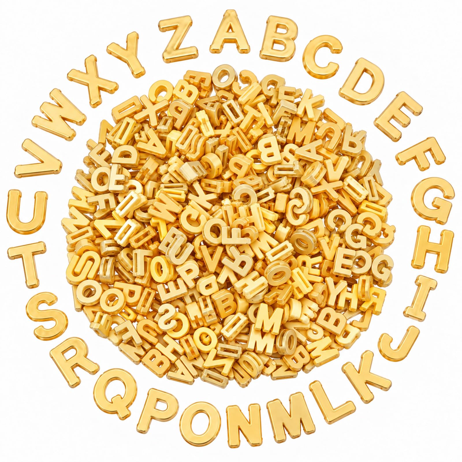 Matwsec 100 PCS Gold Alphabet Beads Large 3D Chunky Letter Beads Bracelets