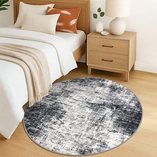 Miniatura 253 de IOHOUZE Alfombra pequeña abstracta de 2 x 3 pies, alfombra de entrada lavable para entrada interior, alfombras con respaldo de goma, alfombra Gris