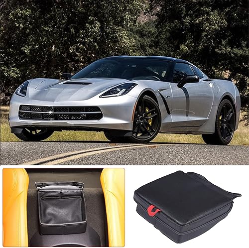 Miniatura 9 de Sekhyna Caja central para reposabrazos y almacenamiento trasero, 1 pieza de tela  cuero compatible con Chevrolet Corvette C7 Stingray 2014-2019