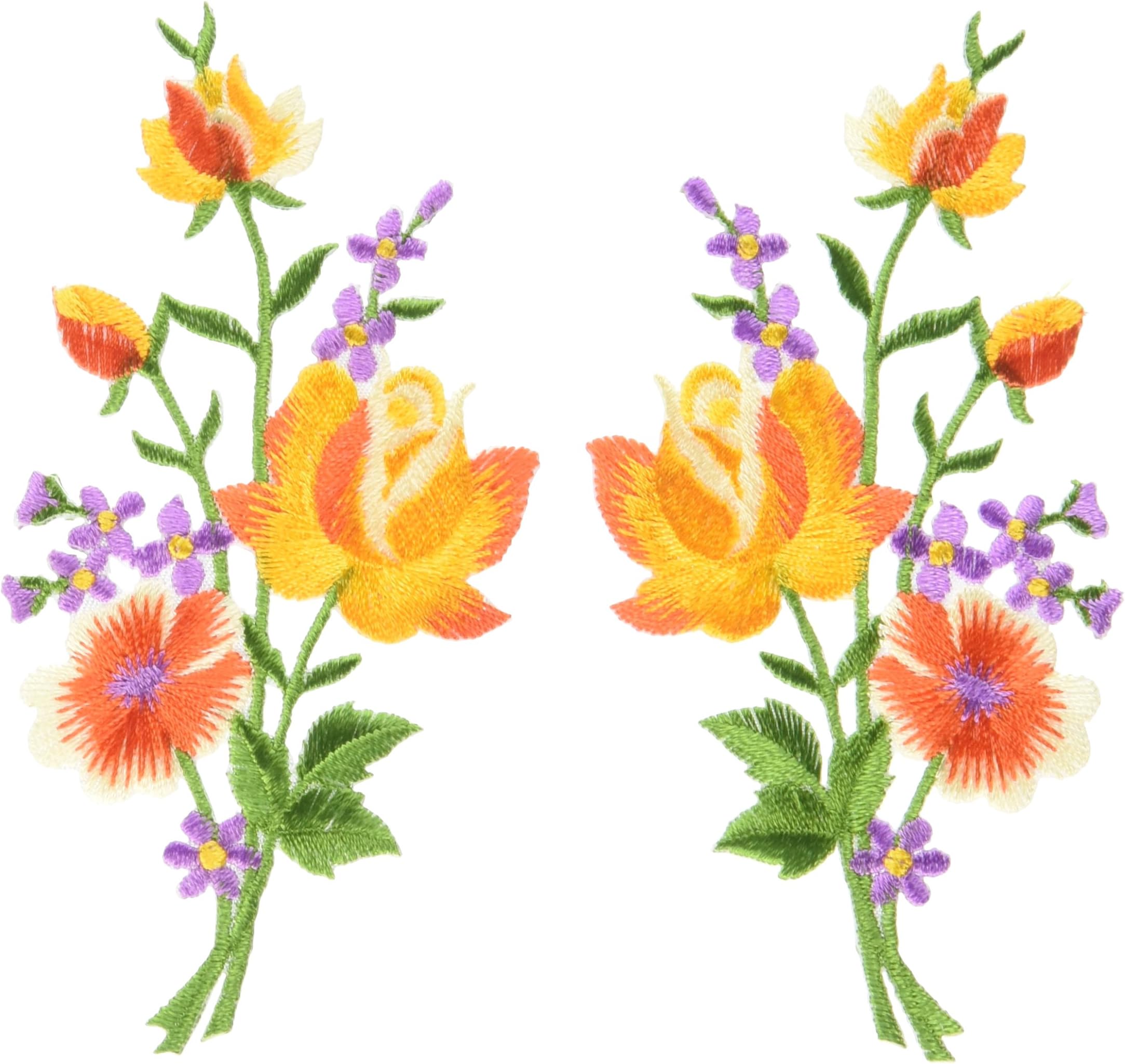 Pair Of Flower Patches Iron On Sew On Embroidered Patch Badge Floral E - Foto 9