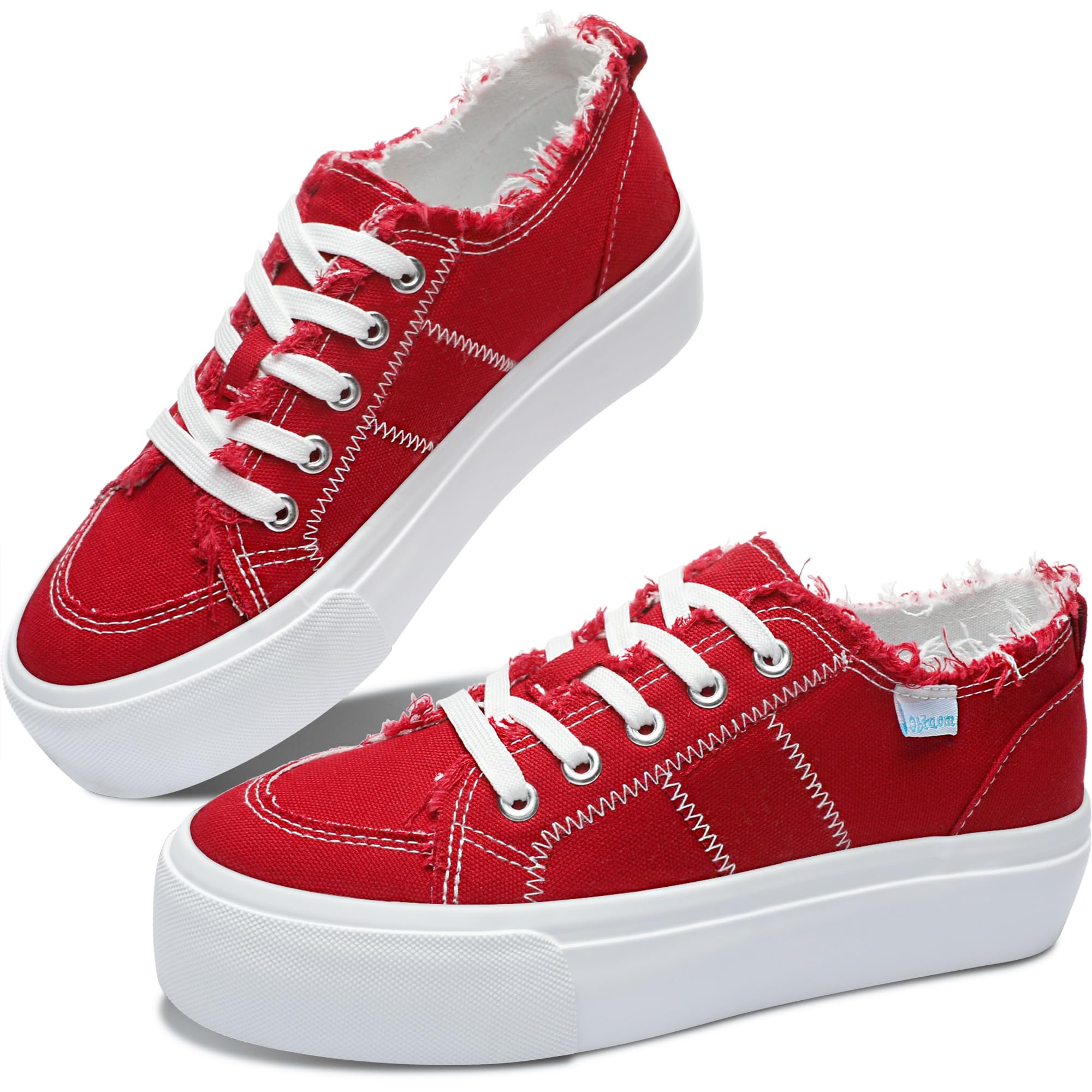 Obtaom Women Platform Canvas Sneakers