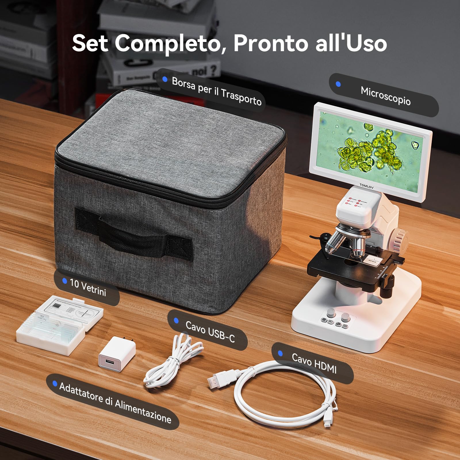 TOMLOV DM301 Max Microscopio Biologico per Adulti Bambini: 7" HDMI Microscopio Digitale con Scala di Misurazione Integrata, 3 Lenti, Tavolino Meccanico, Doppia LED, Compatibile con Telefono, PC&TV