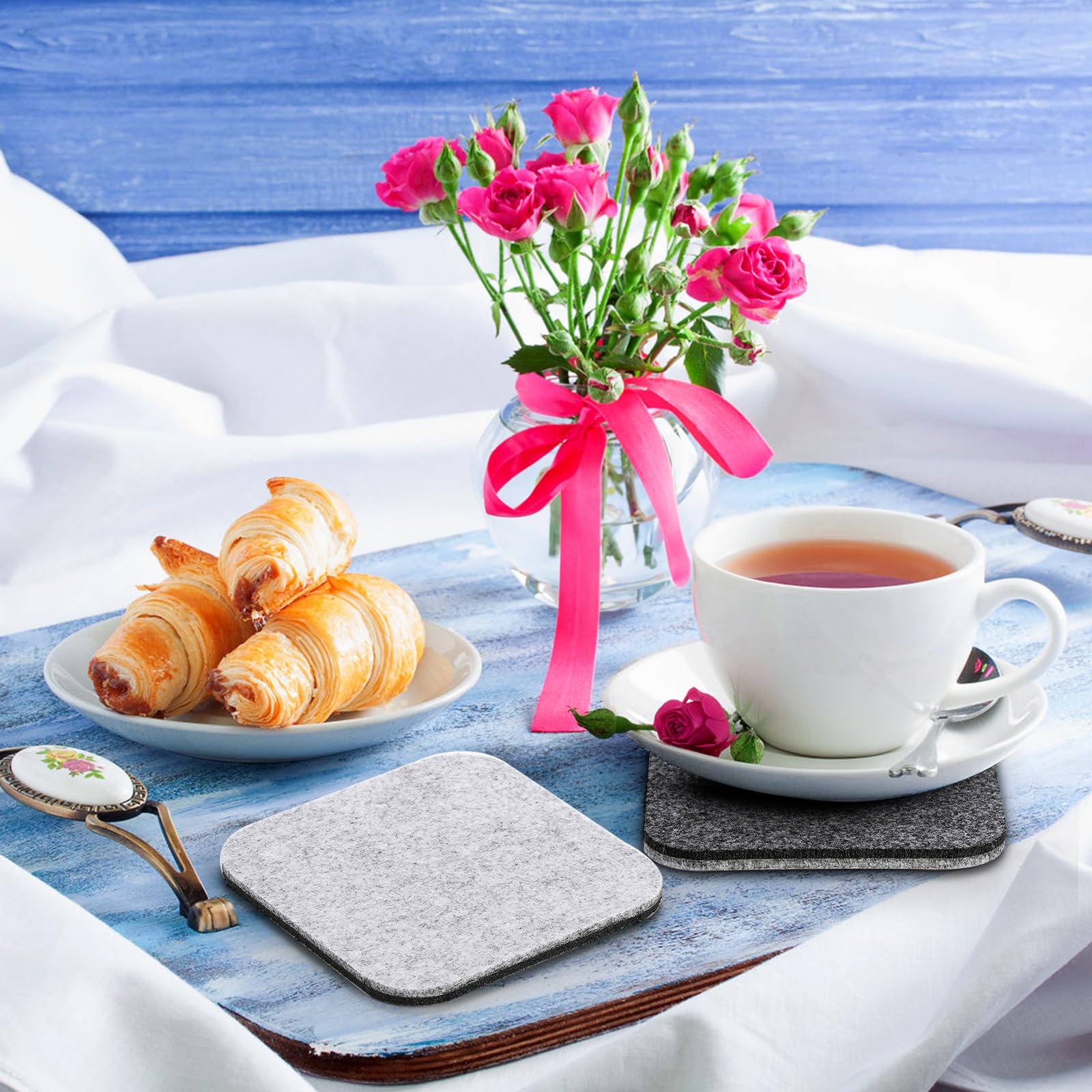 Dessous De Verre En Feutre Tissu Hexagone - VGEBY - Set De 10 - Antidérapant Et Résistant à La