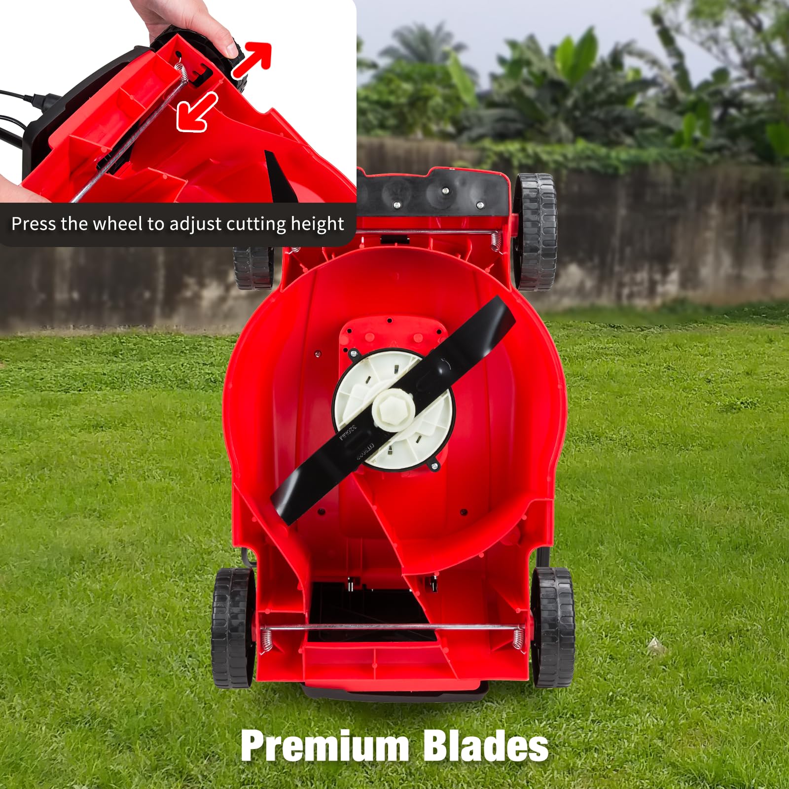 KITLUCK Small Lawn Mower, 9 Amp 13" Corded Electric Lawn Mowers with Grass Collection Box, 3 Adjustable Cutting Positions, Walk-Behind Lawnmower for Garden Farm Yard