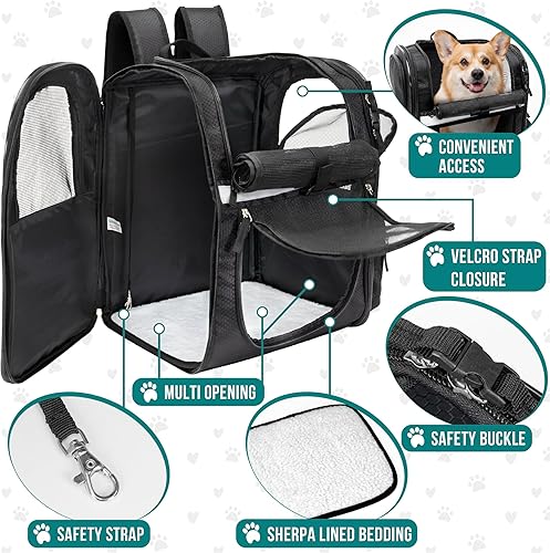 Miniatura 4 de PetAmi Dog Backpack Carrier for Small Large Cat, Pet, Puppies, Ventilated Pet Hiking Backpack Travel Bag, Airline Approved Cat Backpack Carrier